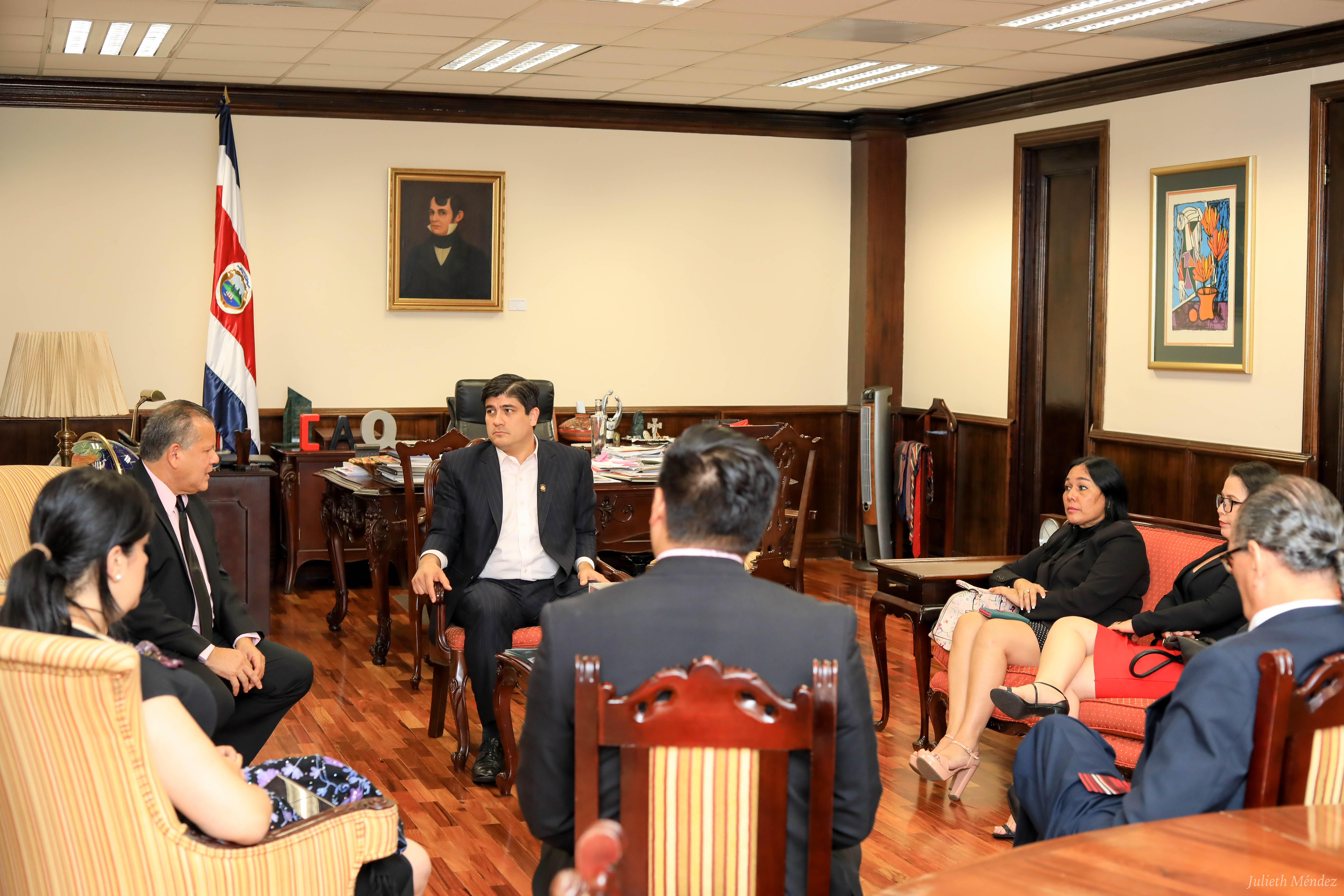 02/07/2019. Carlos Alvarado, presidente de la República, durante la reunión sostenida el martes, en Casa Presidencial, con representantes del el Sindicato de Educadores Costarricenses (SEC). Foto: Presidencia