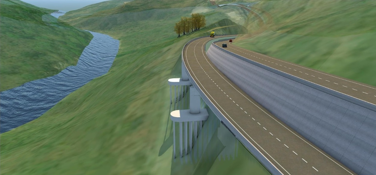 La propuesta incluye la construcción de al menos dos viaductos para enfrentar los problemas de inestabilidad en los taludes en el tramo entre Siquiares y Orotina. Imagen suministrada por Presidencia.