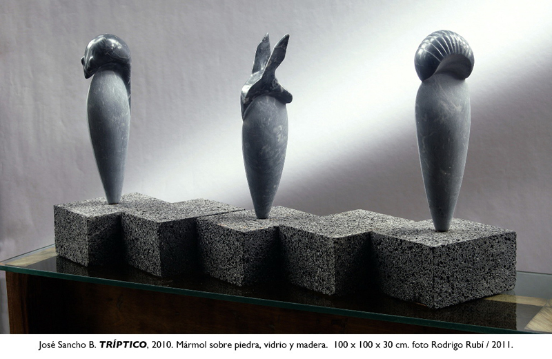 ‘Tríptico’ (2010), de José Sancho. Mármol sobre piedra, vidrio y madera. | VALOARTE PARA LN