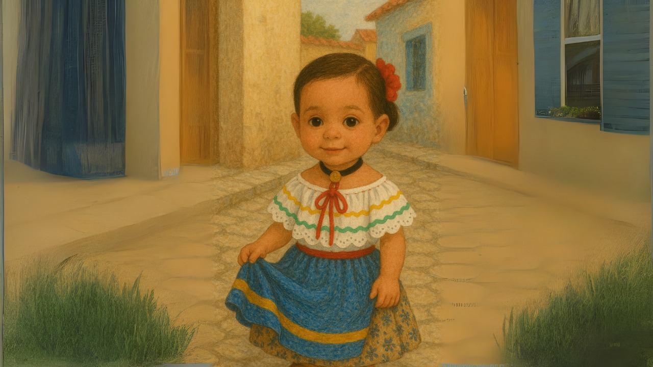 Nilña vestida de campesina, traje típico costarricense, 25 de julio, Anexión de Nicoya