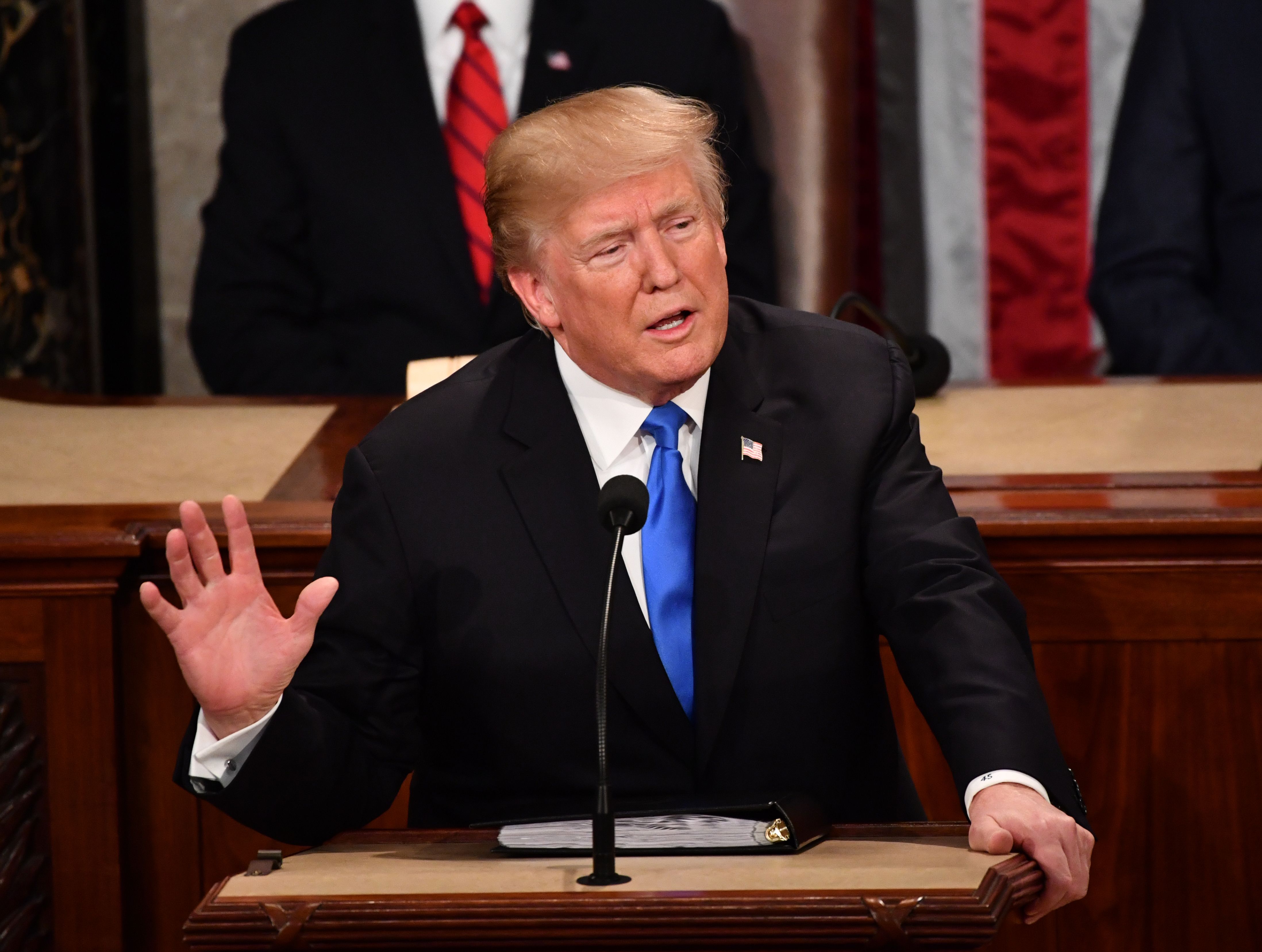 US President Donald Trump delivers the State of the Union address at the US Capitol in Washington, DC, on January 30, 2018.
/ AFP PHOTO / Nicholas Kamm
