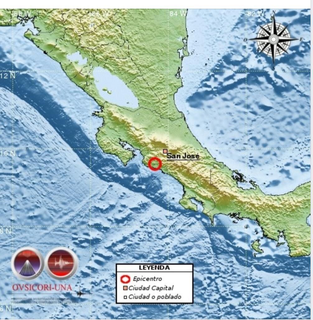 El epicentro del sismo fue 10 kilómetros al noroeste de Parrita.