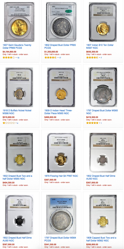Entre los artículos que 5Dimes habría adquirido en Amazon por medio de 15 cuentas cliente, se encuentran monedas raras de oro, brazaletes de la marca Tiffany y abrigos de mink como los que aparecen en las imágenes de arriba. | REPRODUCCIÓN