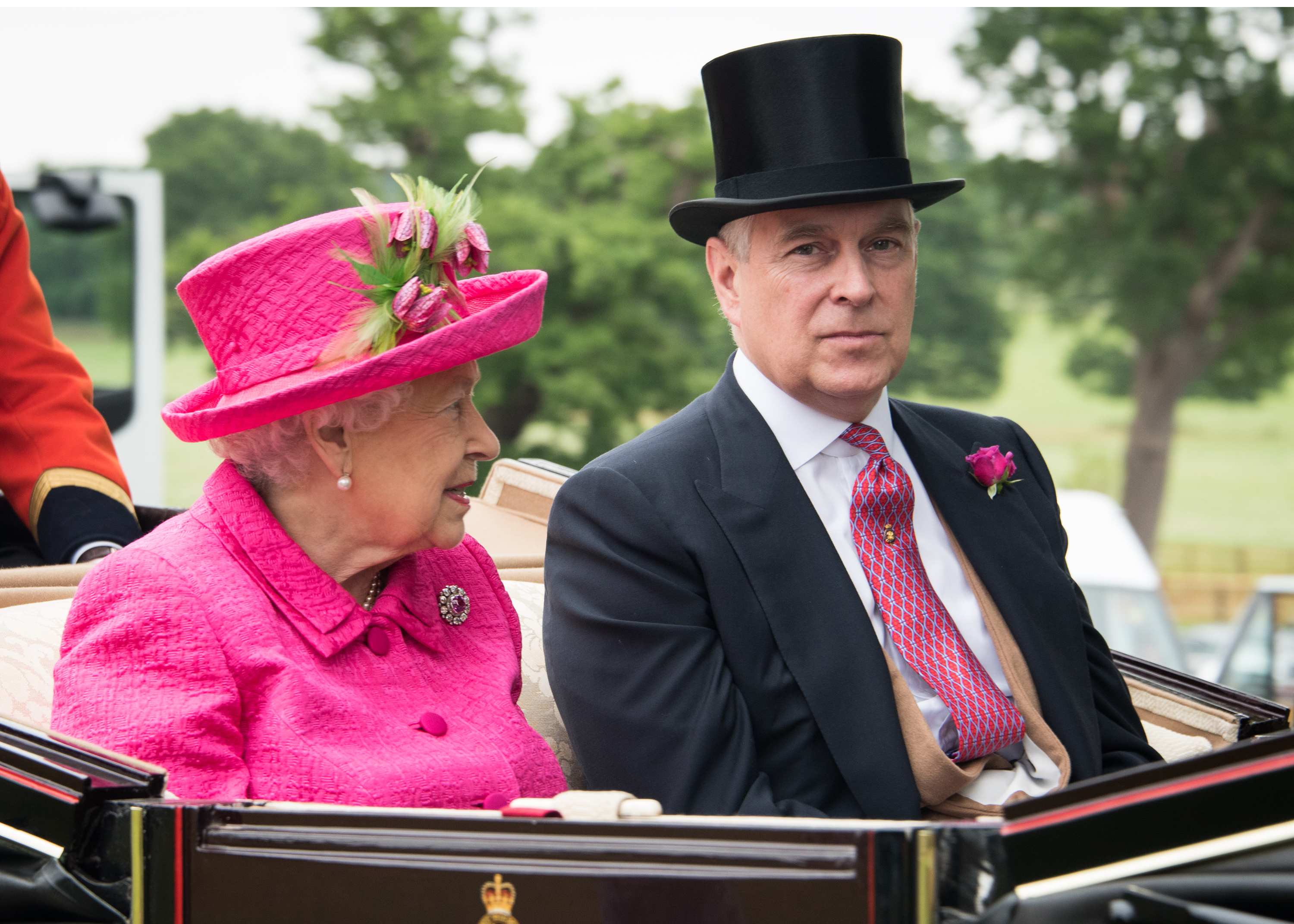 19/02/2020. Windsor/England: June 22, 2017: Her Majesty Queen Elizabeth and son Prince Andrew, Duke of York, head to Royal Ascot in a landau carriage