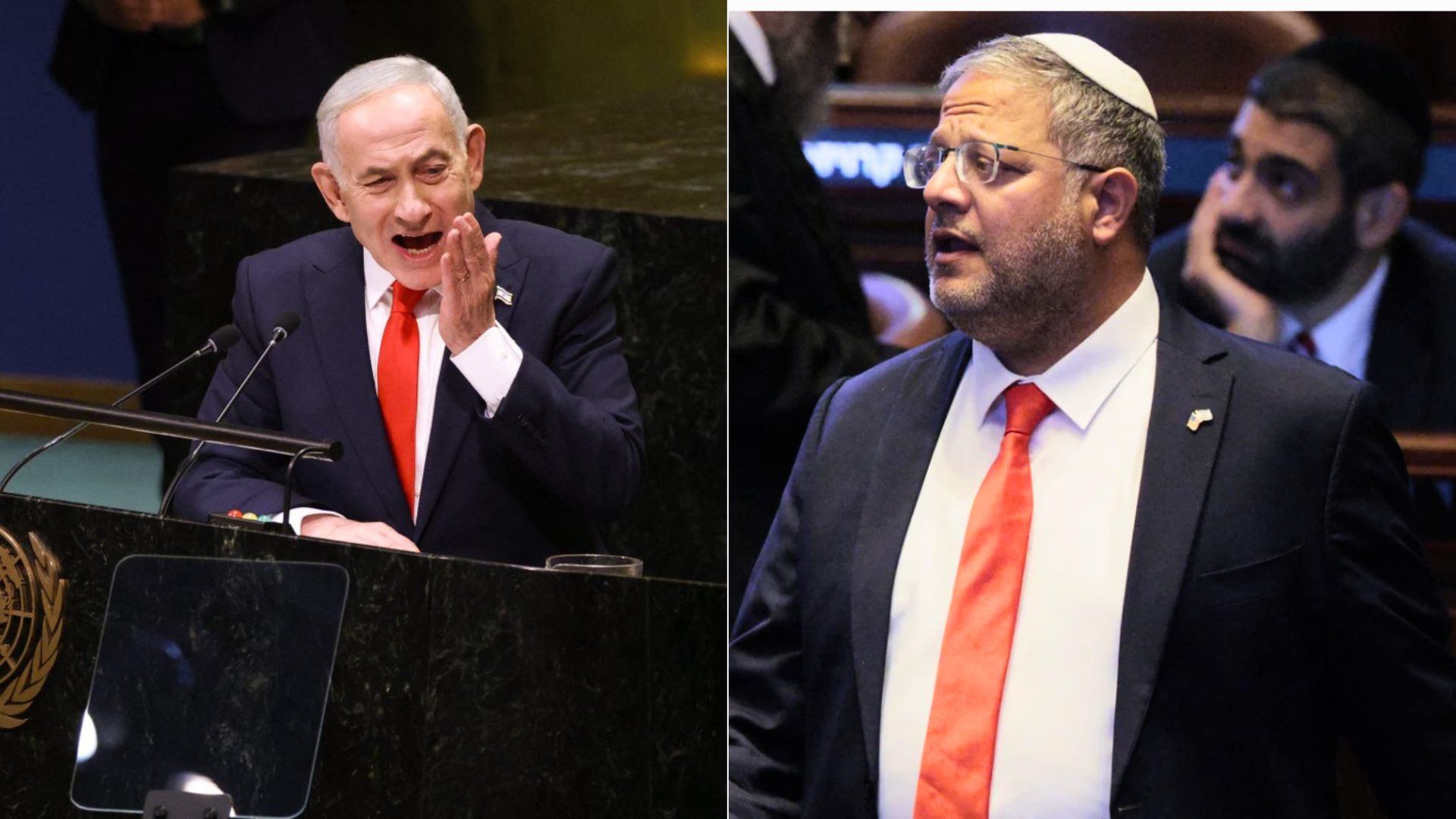 El primer ministro de Israel, Benjamin Netanyahu, y su ministro de Seguridad Nacional, Itamar Ben Gvir.