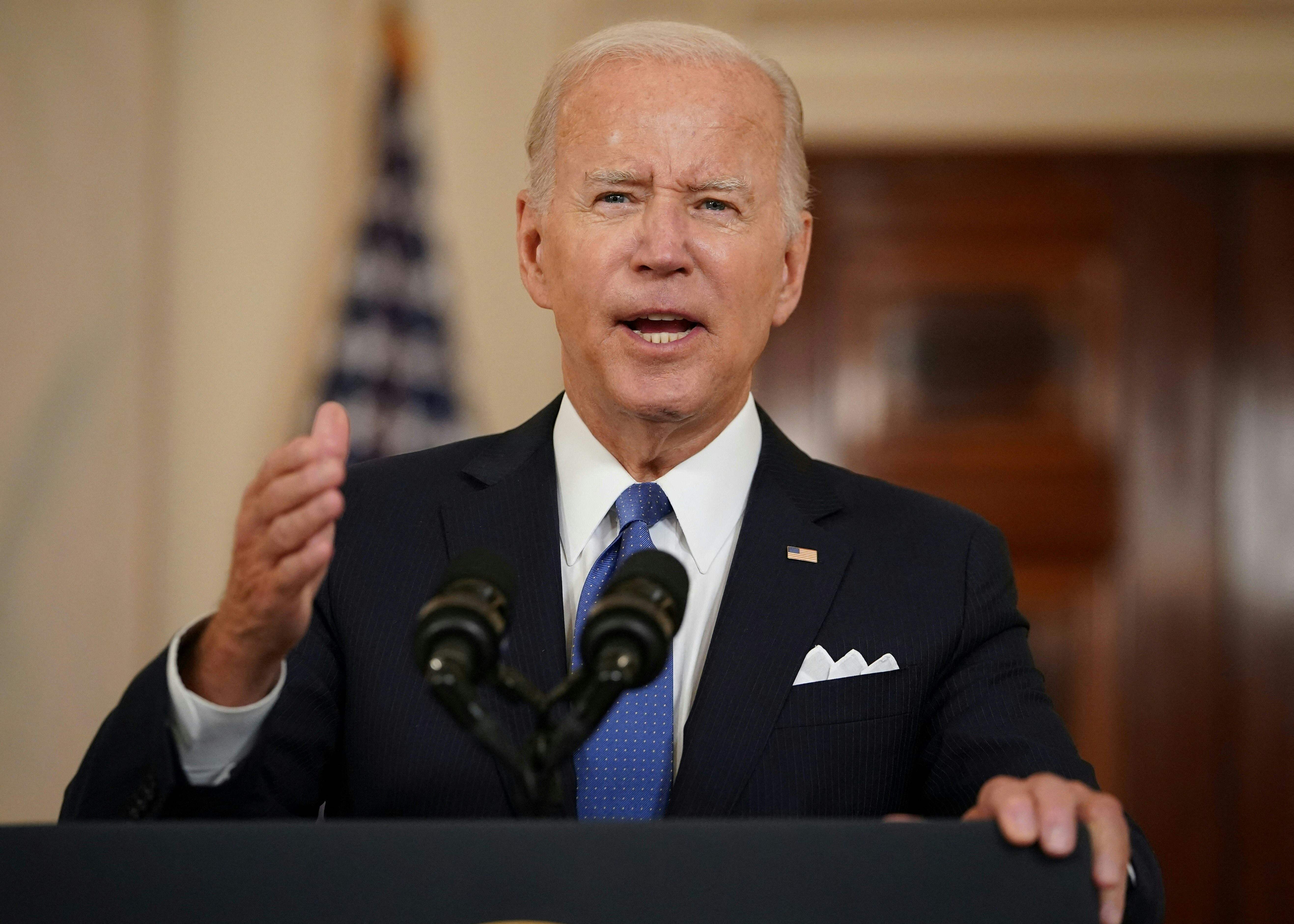 US President Joe Biden addresses the nation at the White House in Washington, DC on June 24, 2022 following the US Supreme Court's decision to overturn Roe vs. Wade. - The US Supreme Court on Friday ended the right to abortion in a seismic ruling that shreds half a century of constitutional protections on one of the most divisive and bitterly fought issues in American political life. The conservative-dominated court overturned the landmark 1973 "Roe v Wade" decision that enshrined a woman's right to an abortion and said individual states can permit or restrict the procedure themselves. (Photo by Mandel NGAN / AFP)