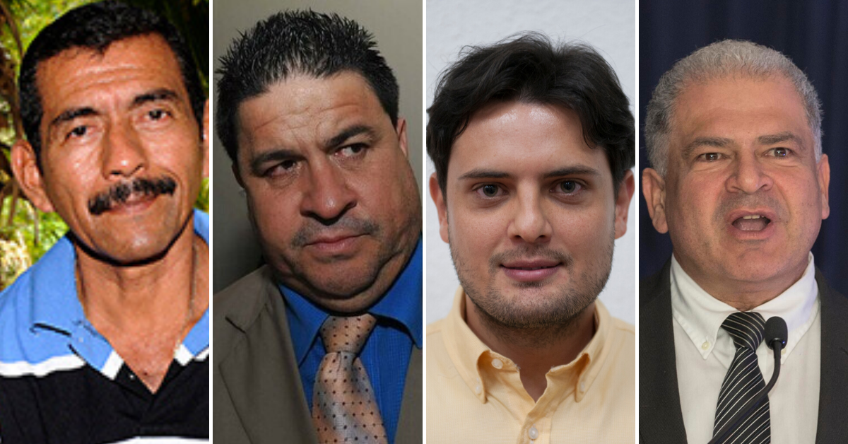 Los alcaldes electos Giovanni Jiménez de Nandayure, Manuel Hernández de Pococí, Roberto Zoch de Moravia y Arnoldo Barahona de Escazú.