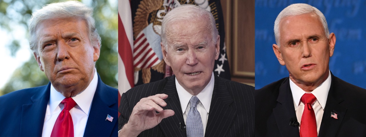 Donald Trump, Joe Biden y Mike Pence