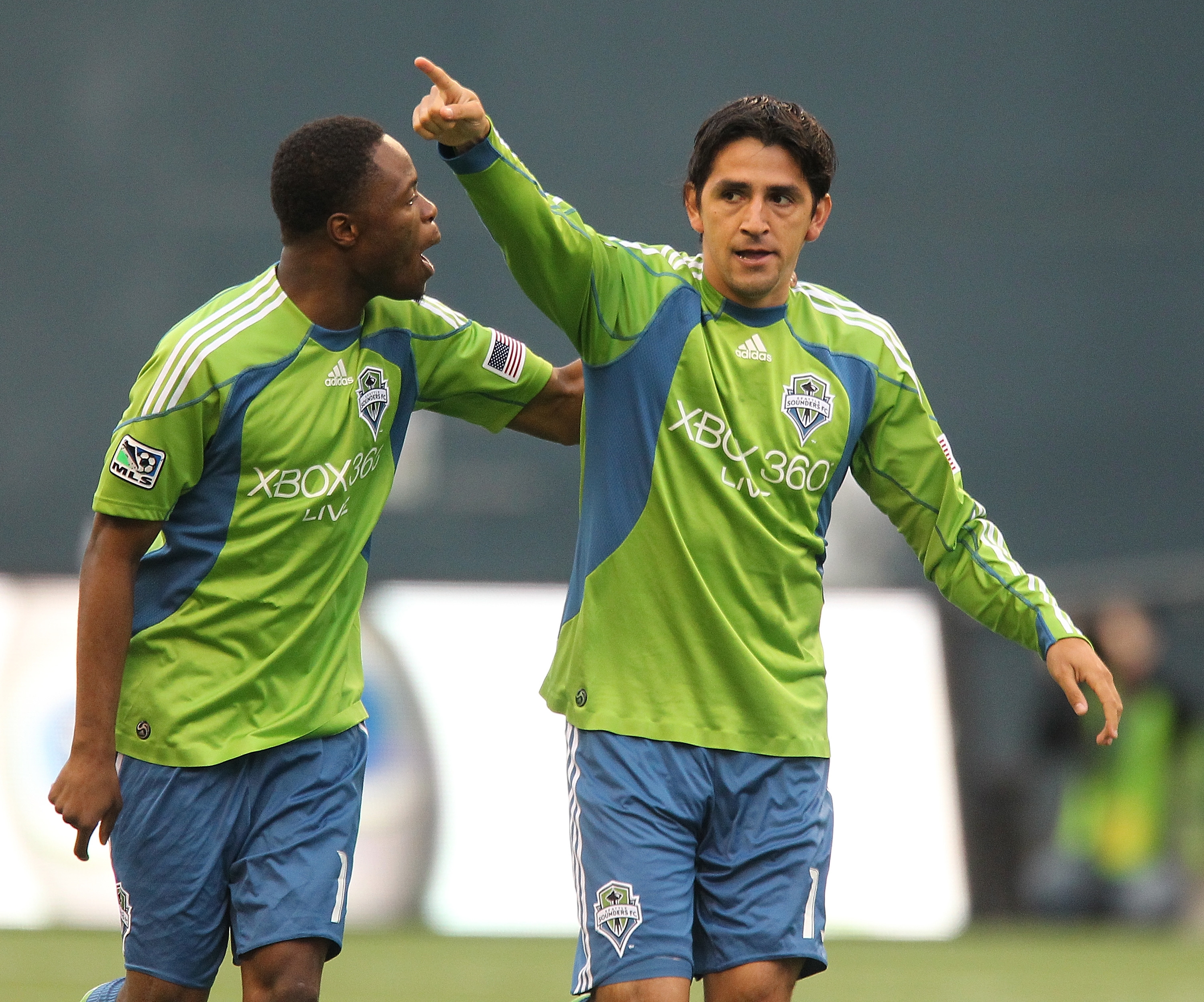 Leonardo González festeja uno de sus goles con el Seattle Sunders de la MLS.