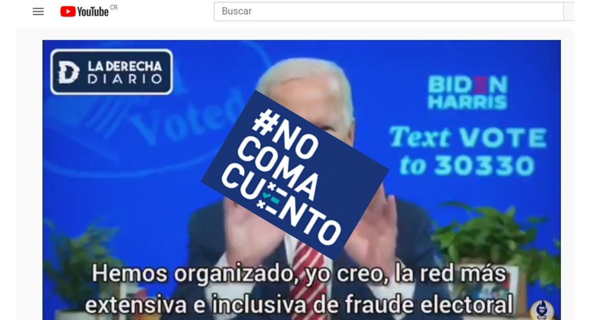 Un supuesto video en la que Joe Biden asegura haber “organizado la mayor red de fraude electoral de la historia” forma parte de las falsas informaciones importadas desde Estados Unidos y difundidas entre los costarricenses.