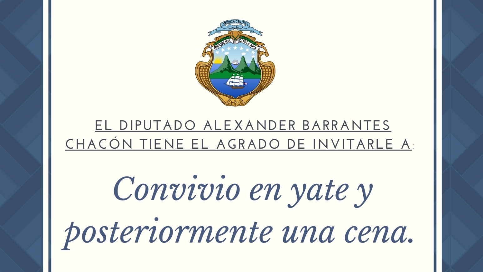 Alexánder Barrantes, diputado del PPSD, invita a fiesta porteña. Foto: Cortesía.