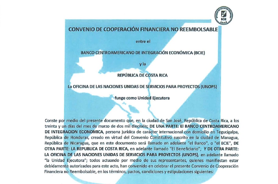 El Gobierno firmó el convenio con el BCIE y Unops el 31 de marzo del 2016.