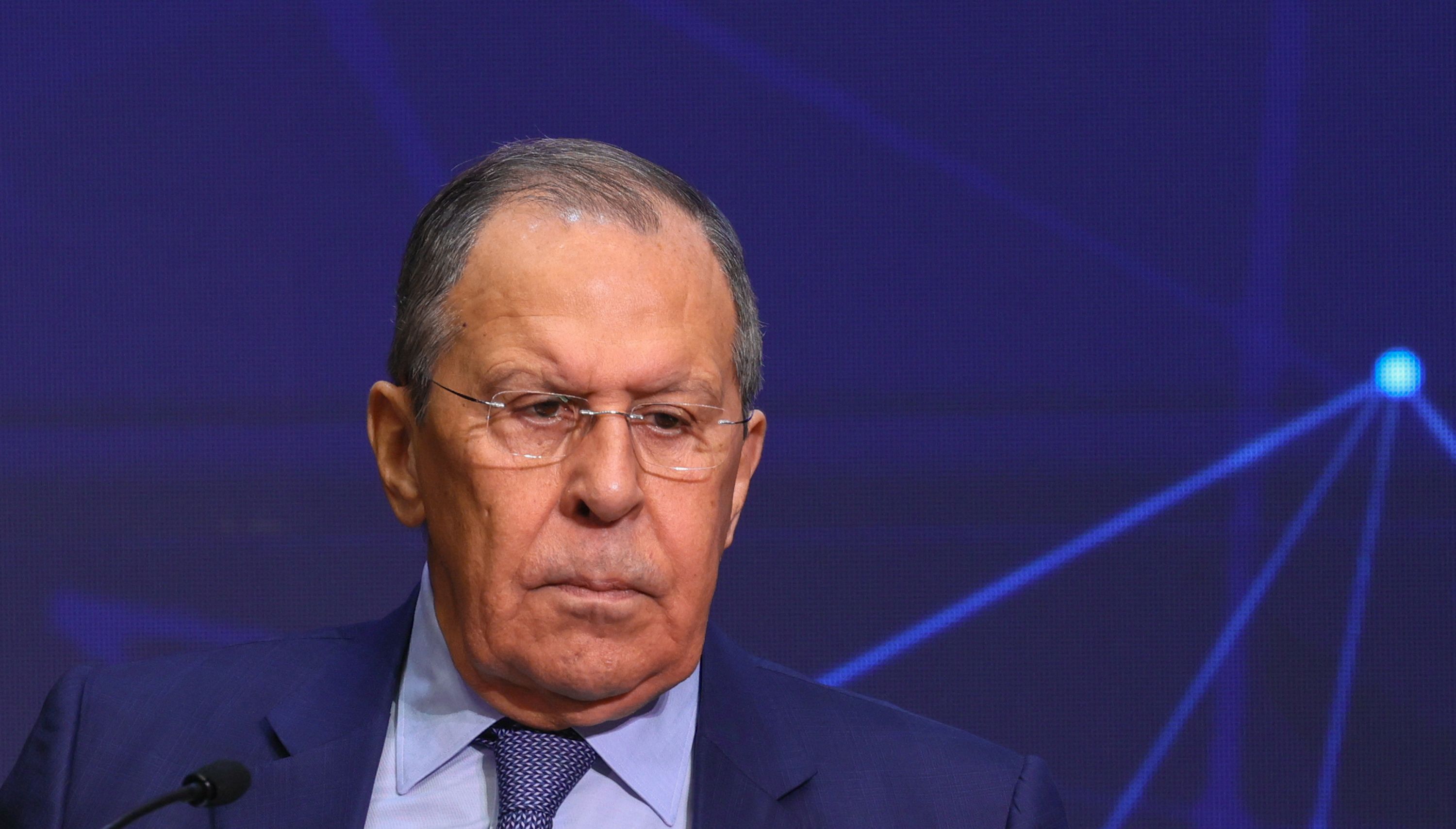 This handout photograph taken and released by the Russian Foreign Ministry on April 14, 2022 shows Russian Foreign Minister Sergei Lavrov attending a conference "Digital international relations 2022" at the Moscow State University of International Relations (MGIMO) in Moscow. (Photo by Handout / RUSSIAN FOREIGN MINISTRY / AFP) / RESTRICTED TO EDITORIAL USE - MANDATORY CREDIT "AFP PHOTO / Russian Foreign Ministry - NO MARKETING NO ADVERTISING CAMPAIGNS - DISTRIBUTED AS A SERVICE TO CLIENTS