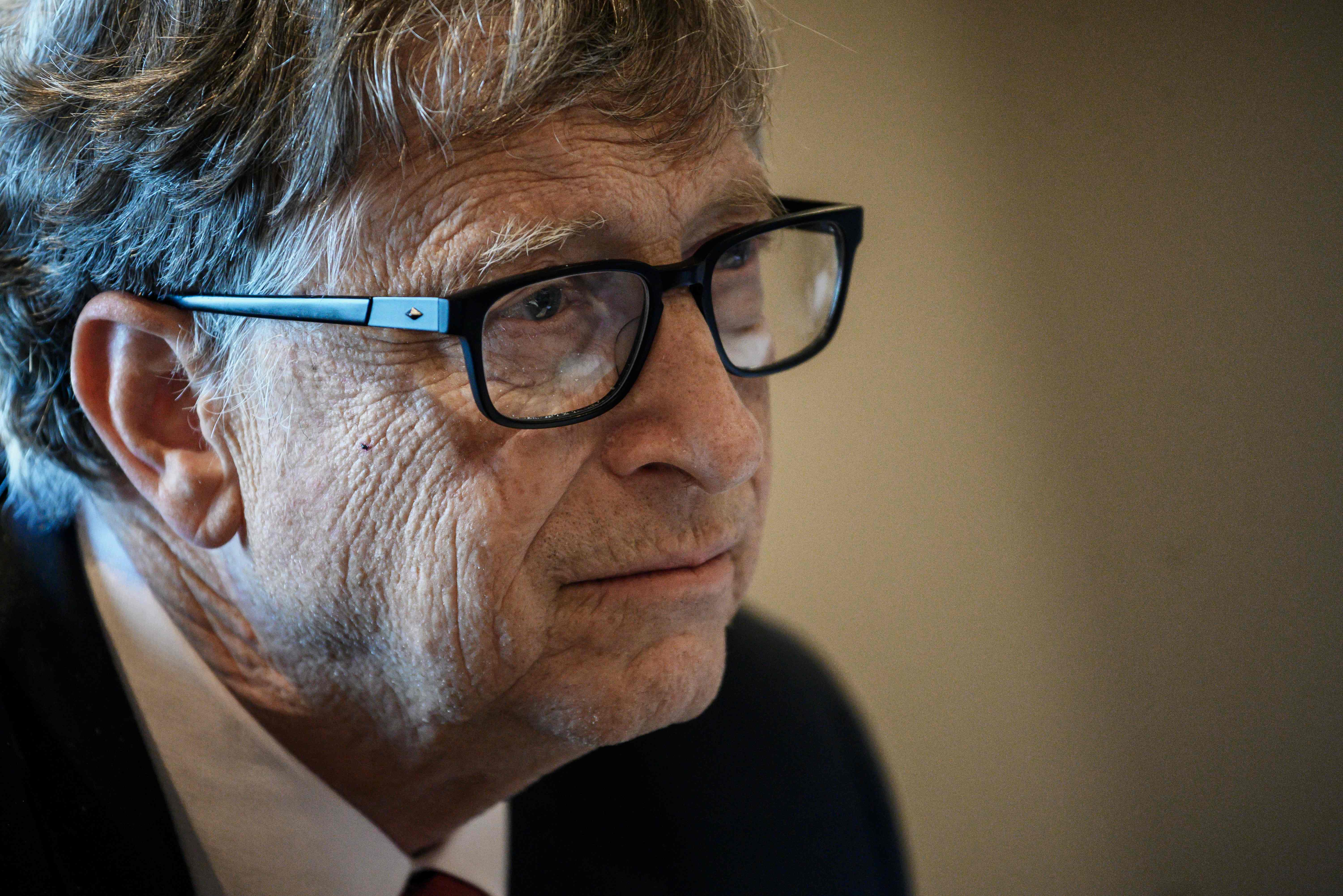 (FILES) In this file photo taken on October 09, 2019 US Microsoft founder, Co-Chairman of the Bill & Melinda Gates Foundation, Bill Gates, takes part in a conference call in Lyon, central eastern France, during the funding conference of Global Fund to Fight AIDS, Tuberculosis and Malaria. - The wealthy Bill & Melinda Gates Foundation called on April 15, 2020 for global cooperation to ready COVID-19 vaccines for seven billion people, while offering $150 million toward developing therapeutics and treatments for the virus. (Photo by JEFF PACHOUD / AFP)
