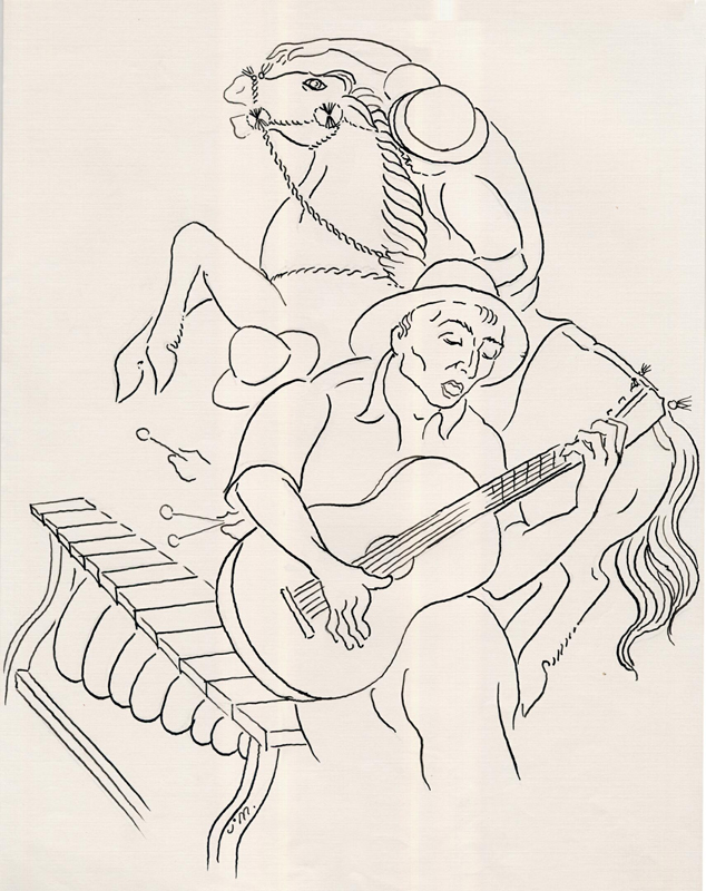 Dibujo del notable artista costarricense Juan Manuel Sánchez Barrantes (1907- 1990), Premio Nacional de Cultura Magón de 1982.