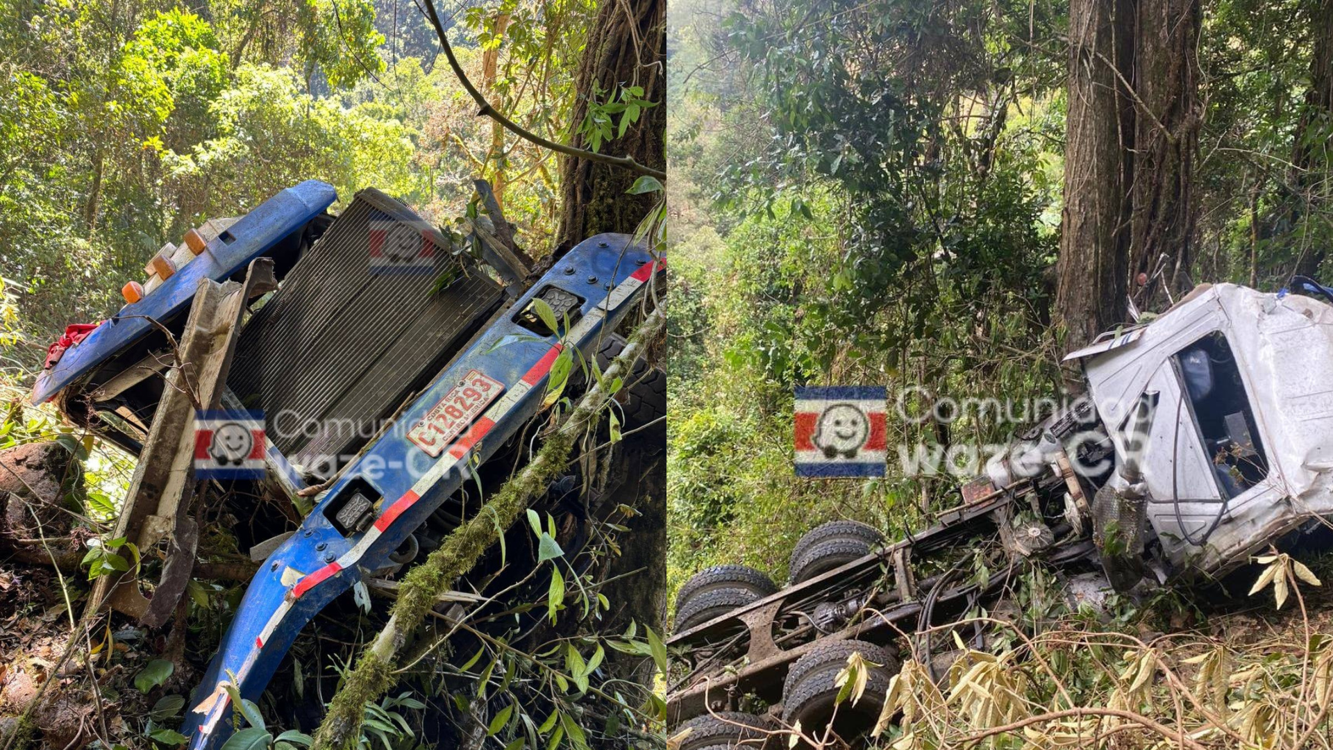 Así quedó el camión tras el accidente.