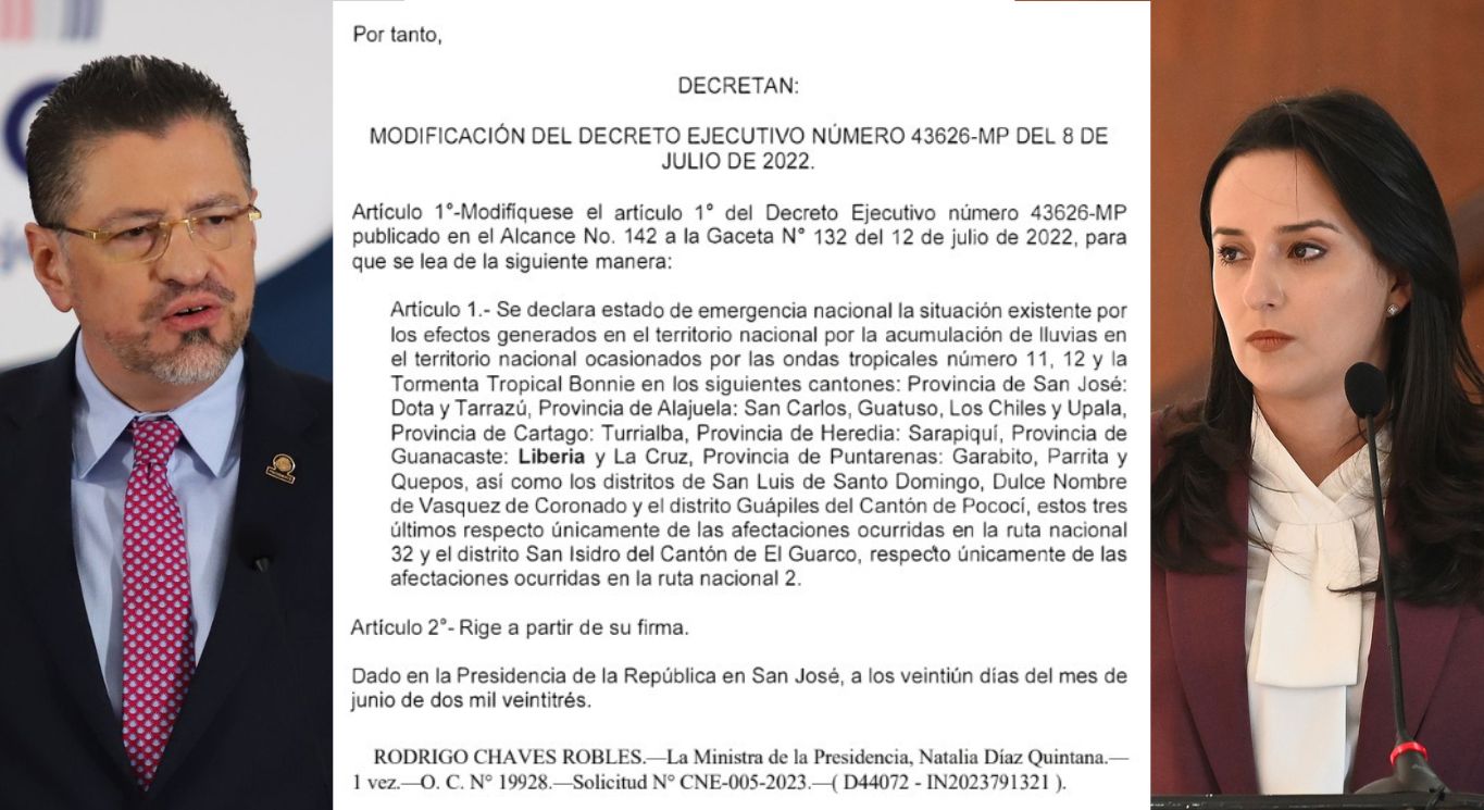 Rodrigo Chaves Natalia Díaz decreto aeropuerto liberia