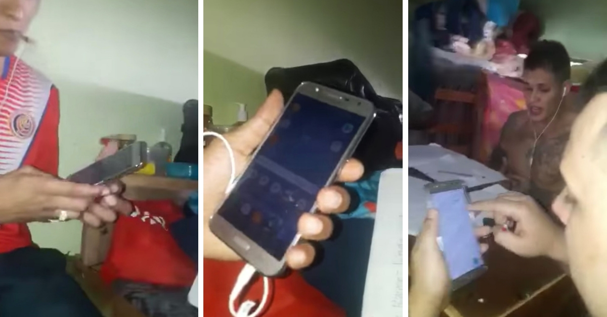 Los reos usan celulares para las llamadas y desde estos mismos abren las aplicaciones con las que llegan a tener acceso a datos de sus víctimas. Foto: Captura de video
