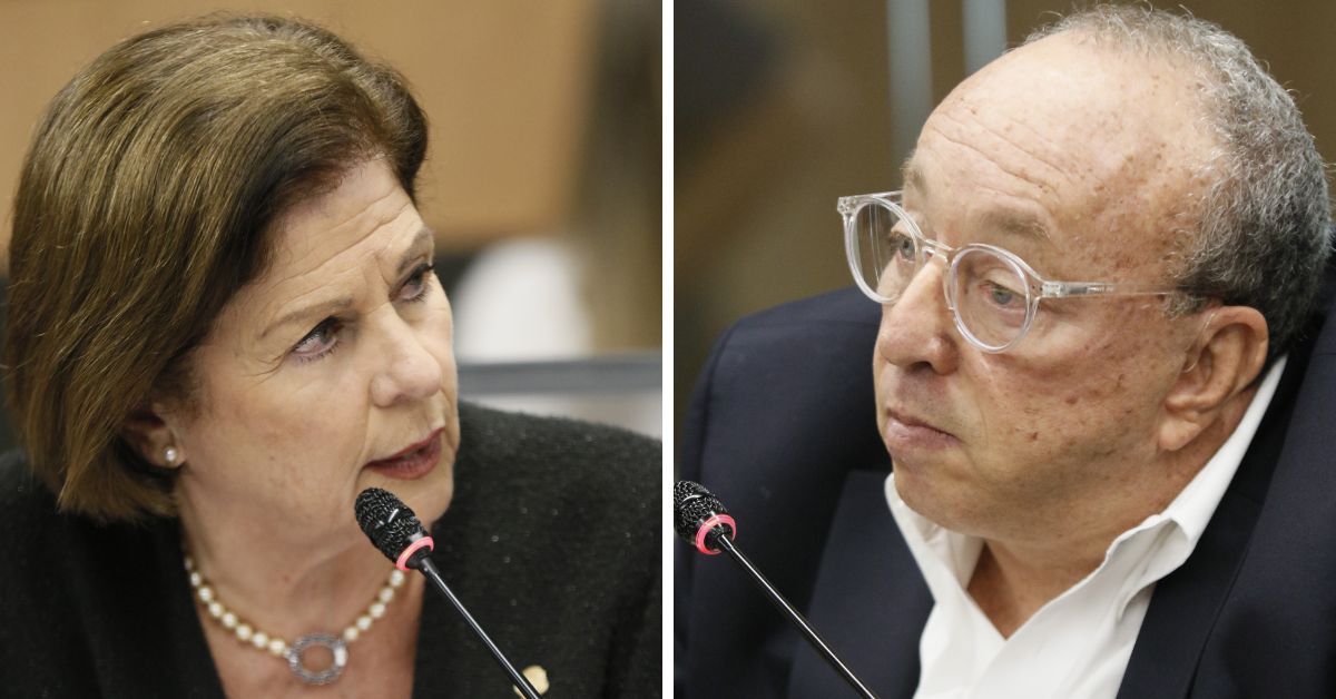 Pilar Cisneros, jefa de fracción del partido de gobierno, y Leonel Baruch, propietario del medio CRHoy y el banco BCT.