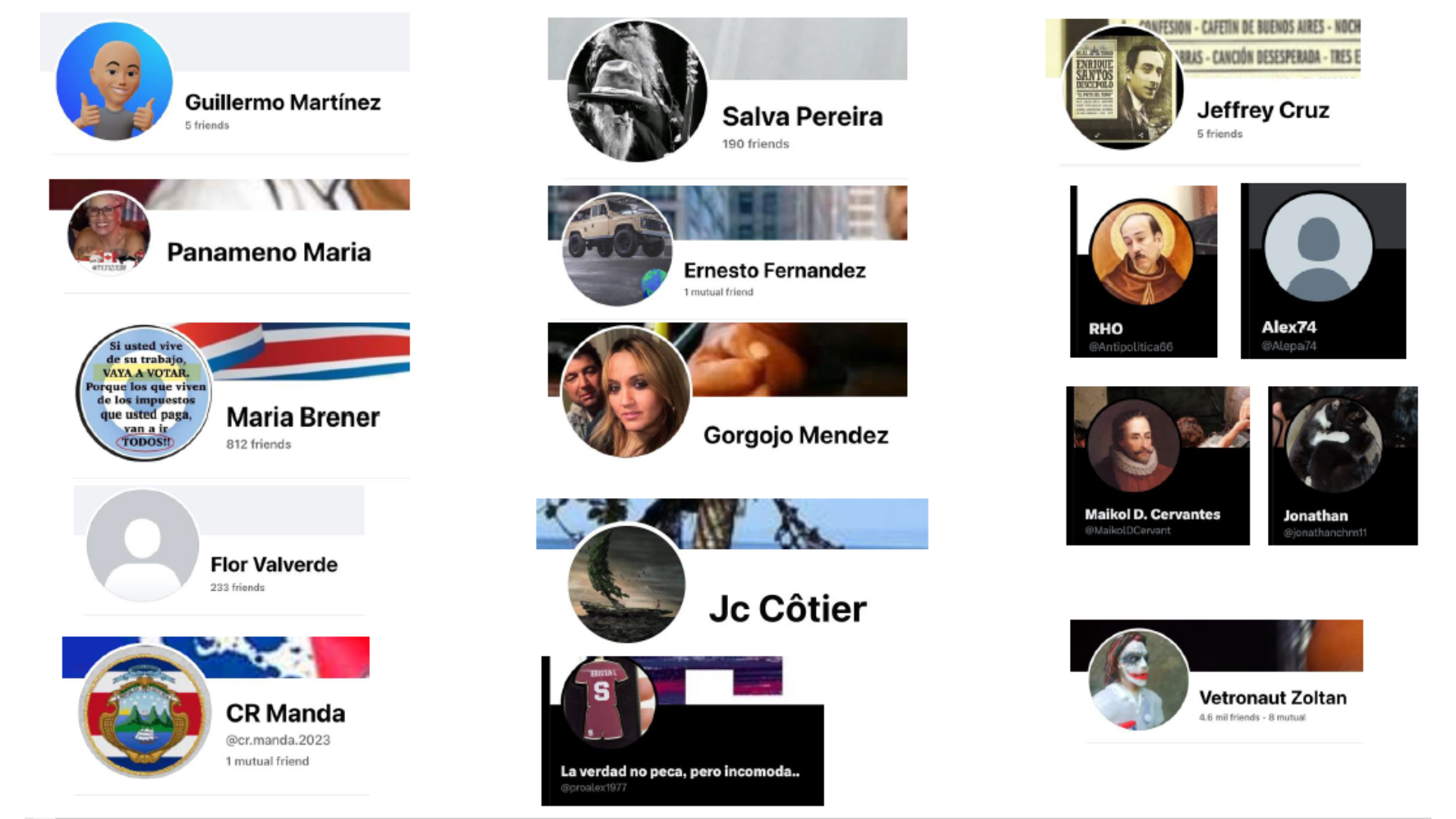 Estos son algunos de los perfiles con comportamiento irregular detectados por el Observatorio de la Comunicación Digital de la U Latina.