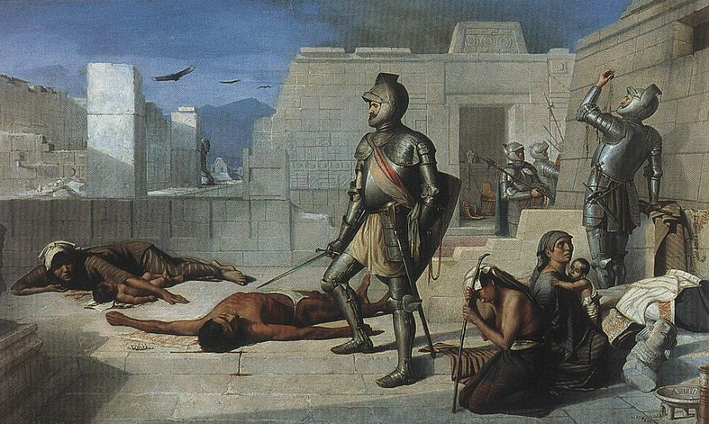 Episodios de la Conquista: La matanza de Cholula (óleo sobre tela de Félix Parra).