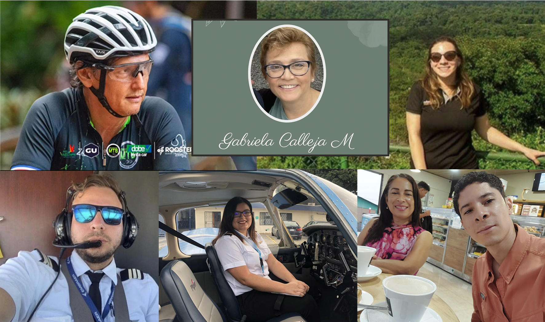 Collage con retratos de las víctimas del accidente aéreo y la única sobreviviente, Paola Amador Segura