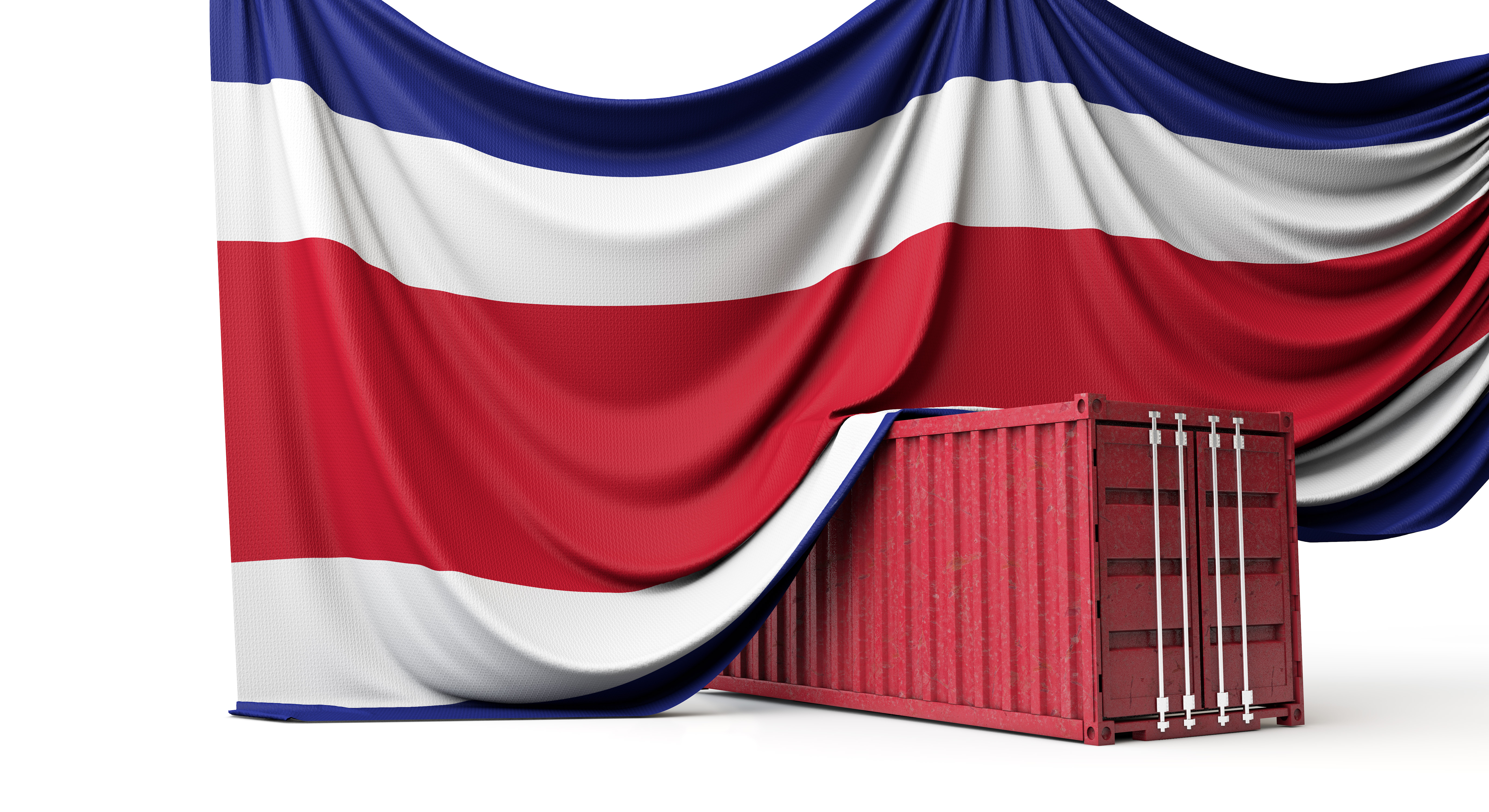 Bandera de Costa Rica sobre contenedor, exportaciones costarricenses, comercio exterior