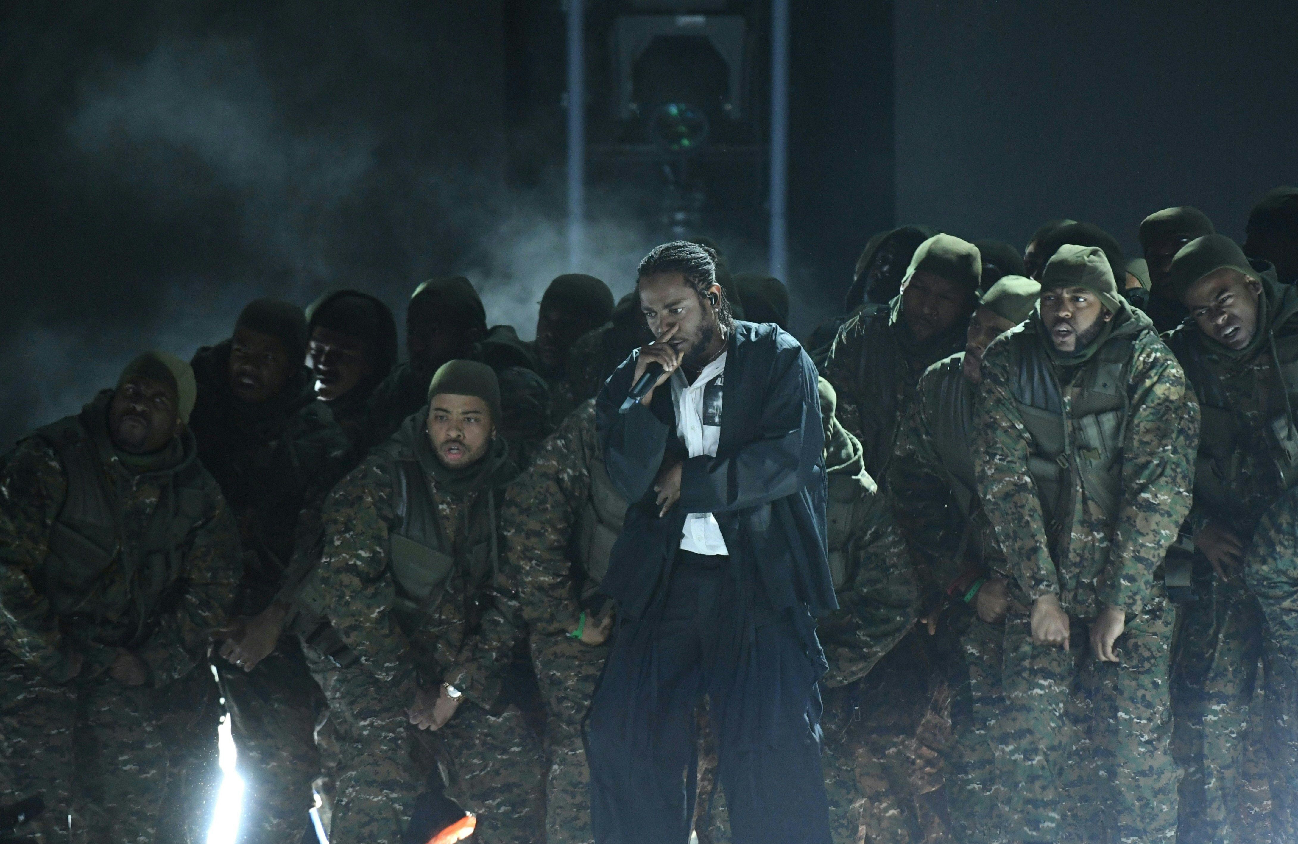 Kendrick Lamar performs during the 60th Annual Grammy Awards show on January 28, 2018, in New York. / AFP PHOTO / Timothy A. CLARY