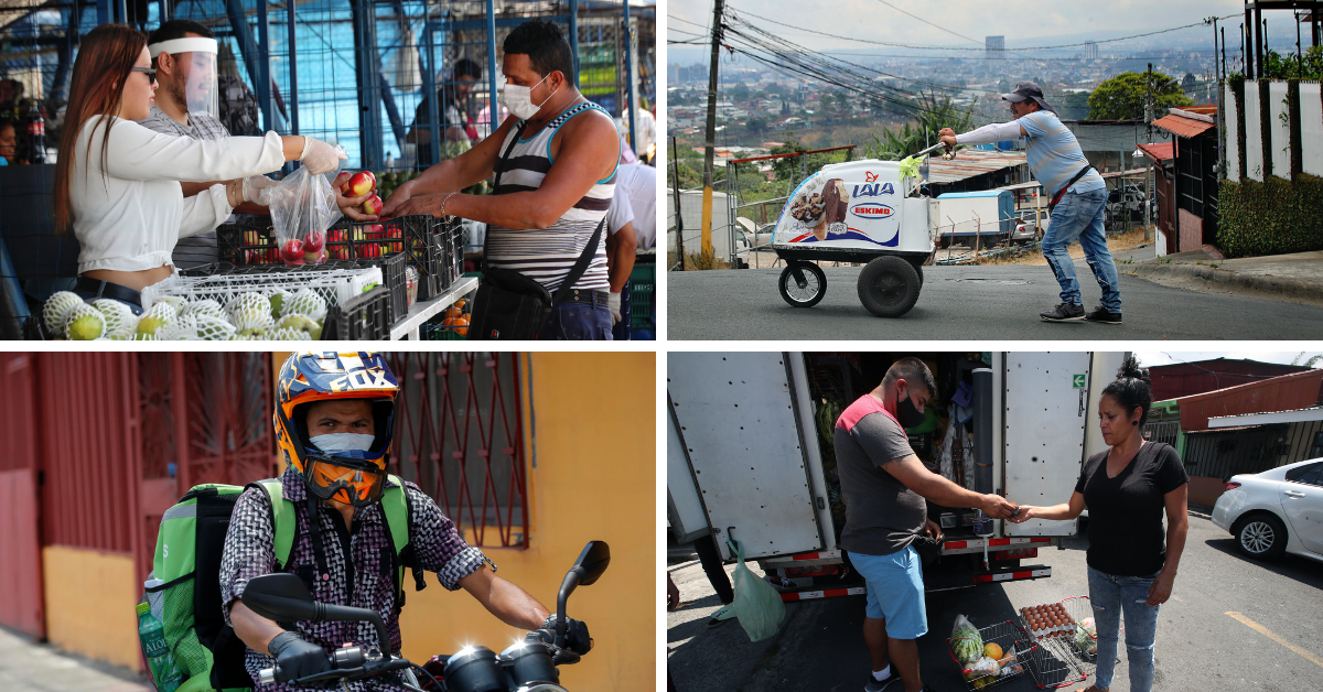 Foto de listados para artículo de Revista Dominical de personas que no tienen el privilegio de quedarse en casa durante la cuarentena. Fotos: John Durán y Mayela López