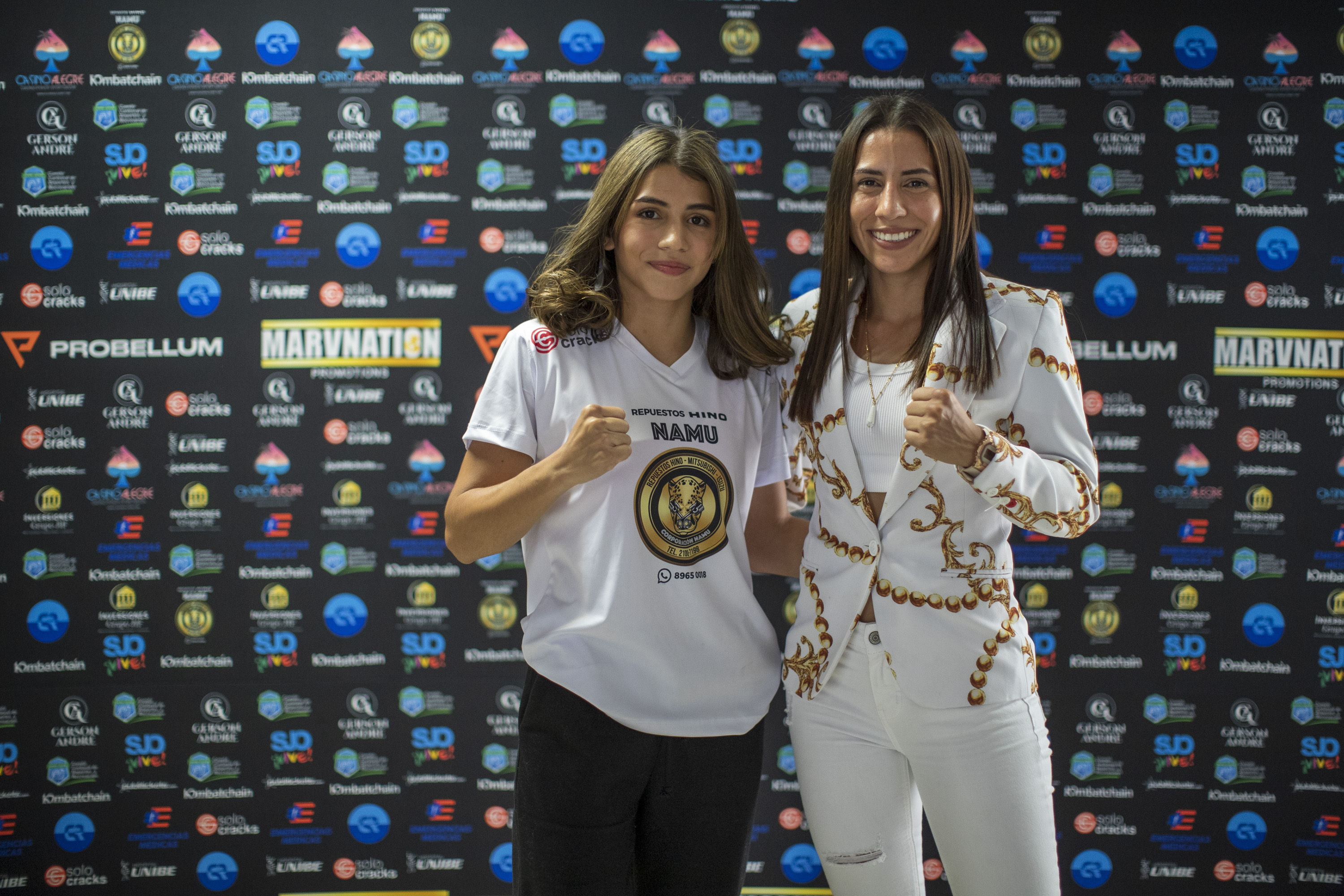 24/02/2022, San José, BN Arena, pesaje de Naomy Valle y Heidy Fernán, que tendrán su primera pelea profesional.