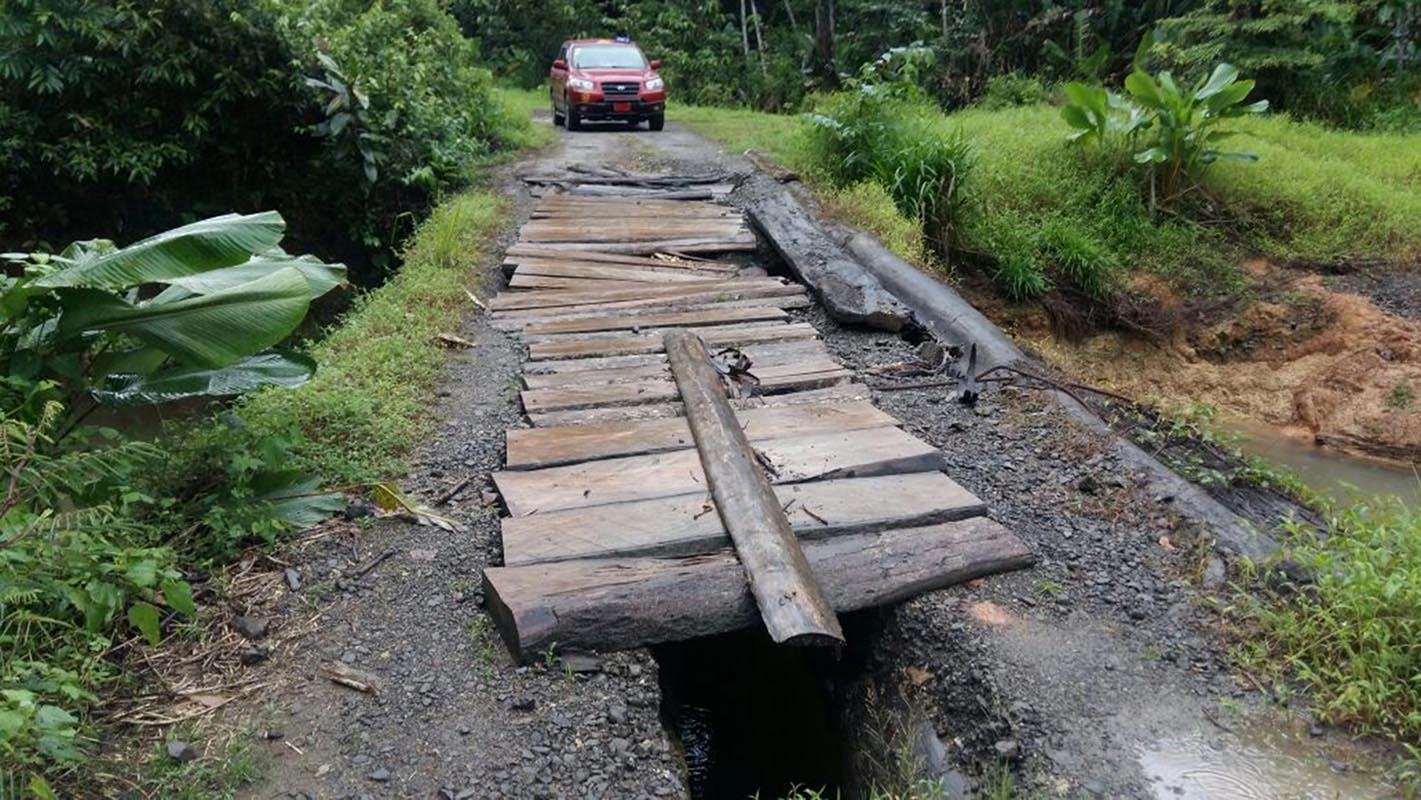 Puentes caídos, huecos y derrumbes impiden transitar el camino en toda su extensión.