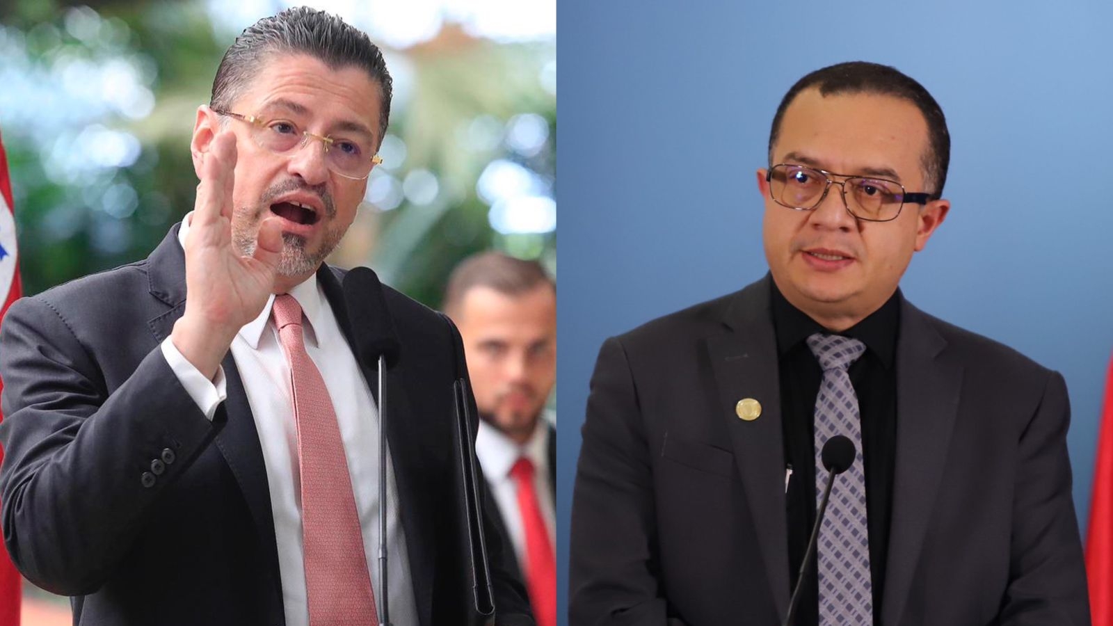 En la foto el presidente de la República y el ministro de Justicia, Gerald Campos