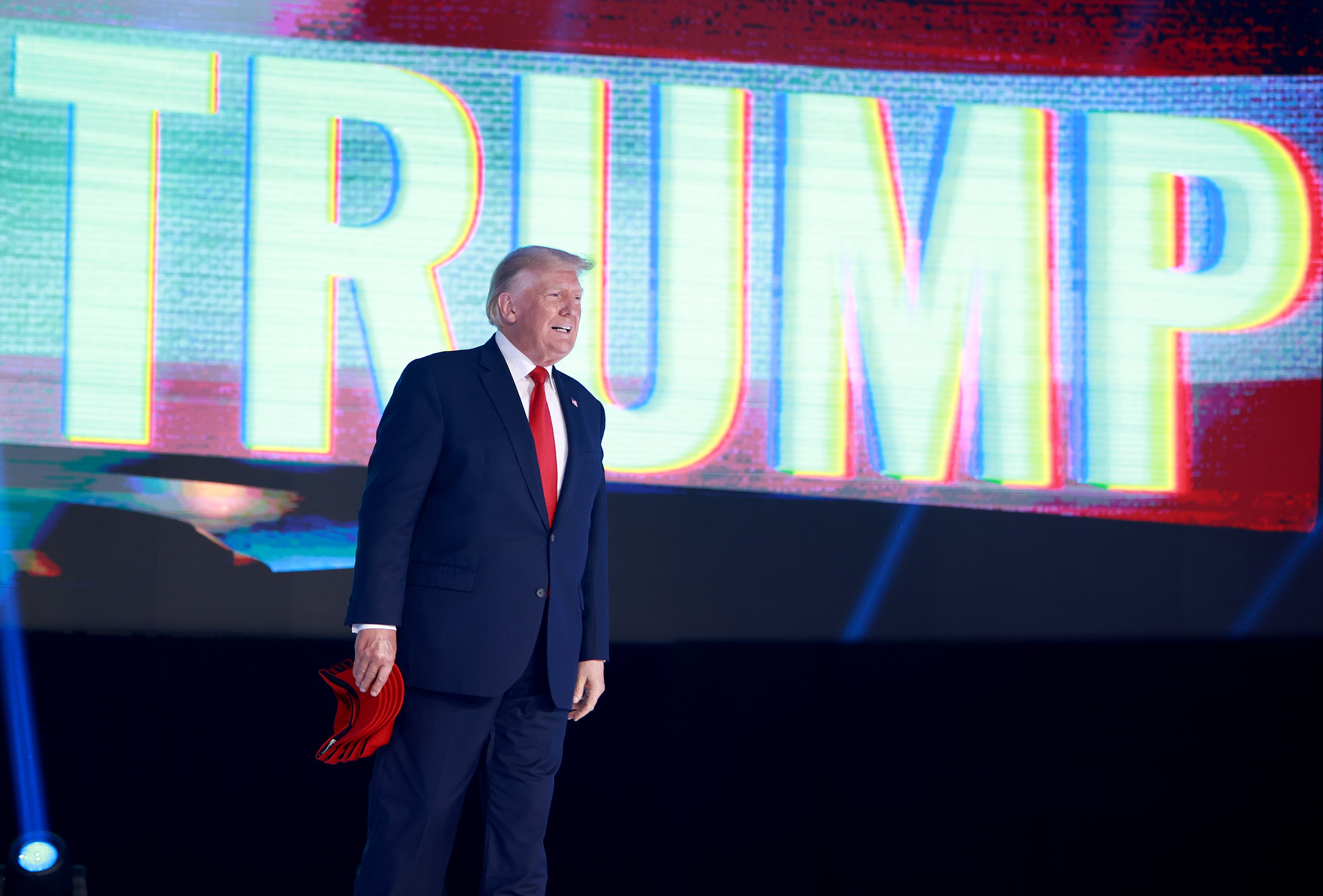 TAMPA, FLORIDA - JULY 23: Former U.S. President Donald Trump during the Turning Point USA Student Action Summit held at the Tampa Convention Center on July 23, 2022 in Tampa, Florida. The event features student activism, leadership training, and a chance to participate in networking events with political leaders. Joe Raedle/Getty Images/AFP
== FOR NEWSPAPERS, INTERNET, TELCOS & TELEVISION USE ONLY ==