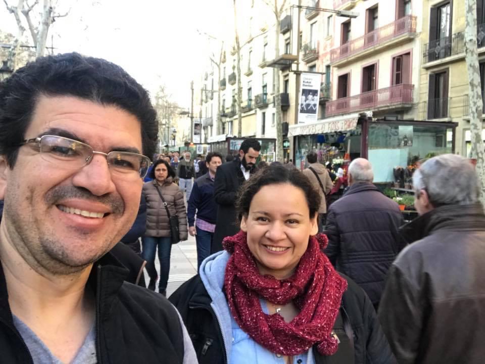 Nancy Díaz y Jairo Villegas S. en Barcelona, España.
