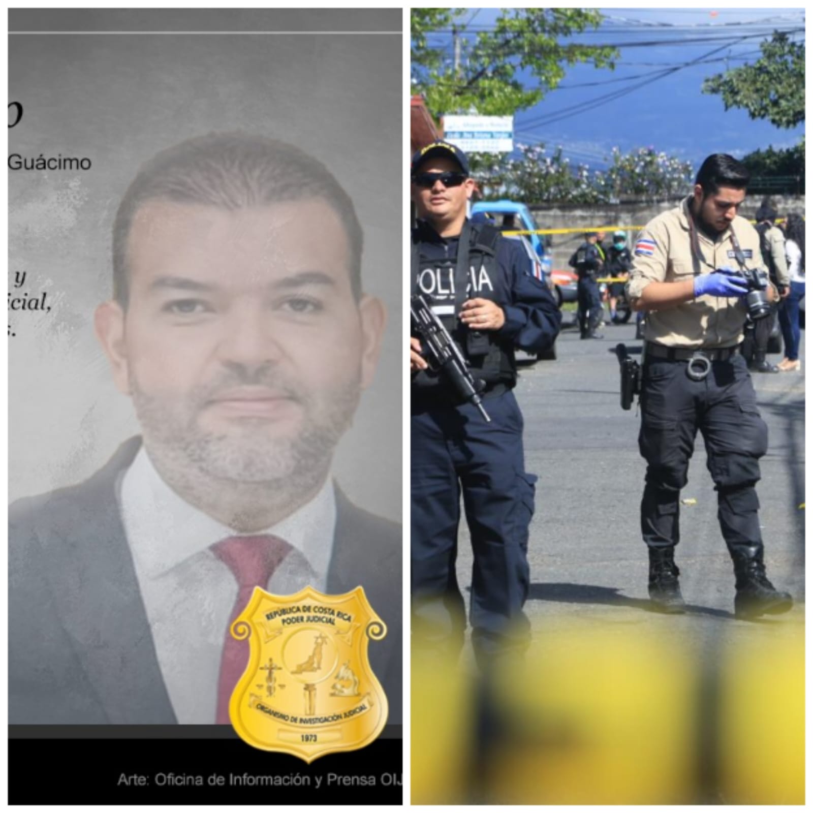 La muerte del oficial Zamora por laboras propias de su cargo conmocionó al Poder Judicial y al país por el avance del crimen organizado. Foto: OIJ y Rafael Pacheco.