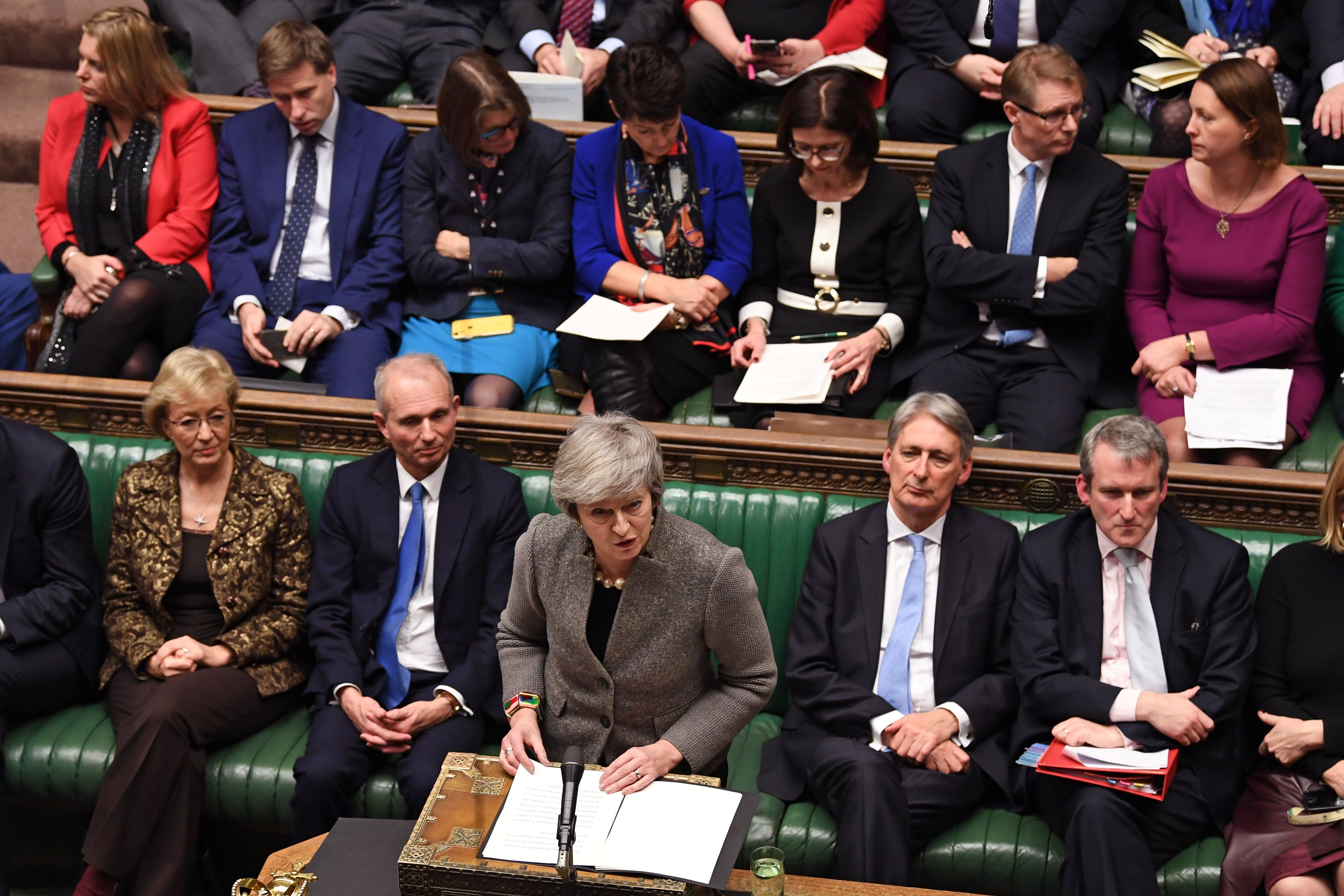 Theresa May ante la Cámara de los Comunes, en Londres, el 17 de diciembre del 2018, luego de su asistencia a una Cumbre de la UE la semana pasada. Foto: AFP