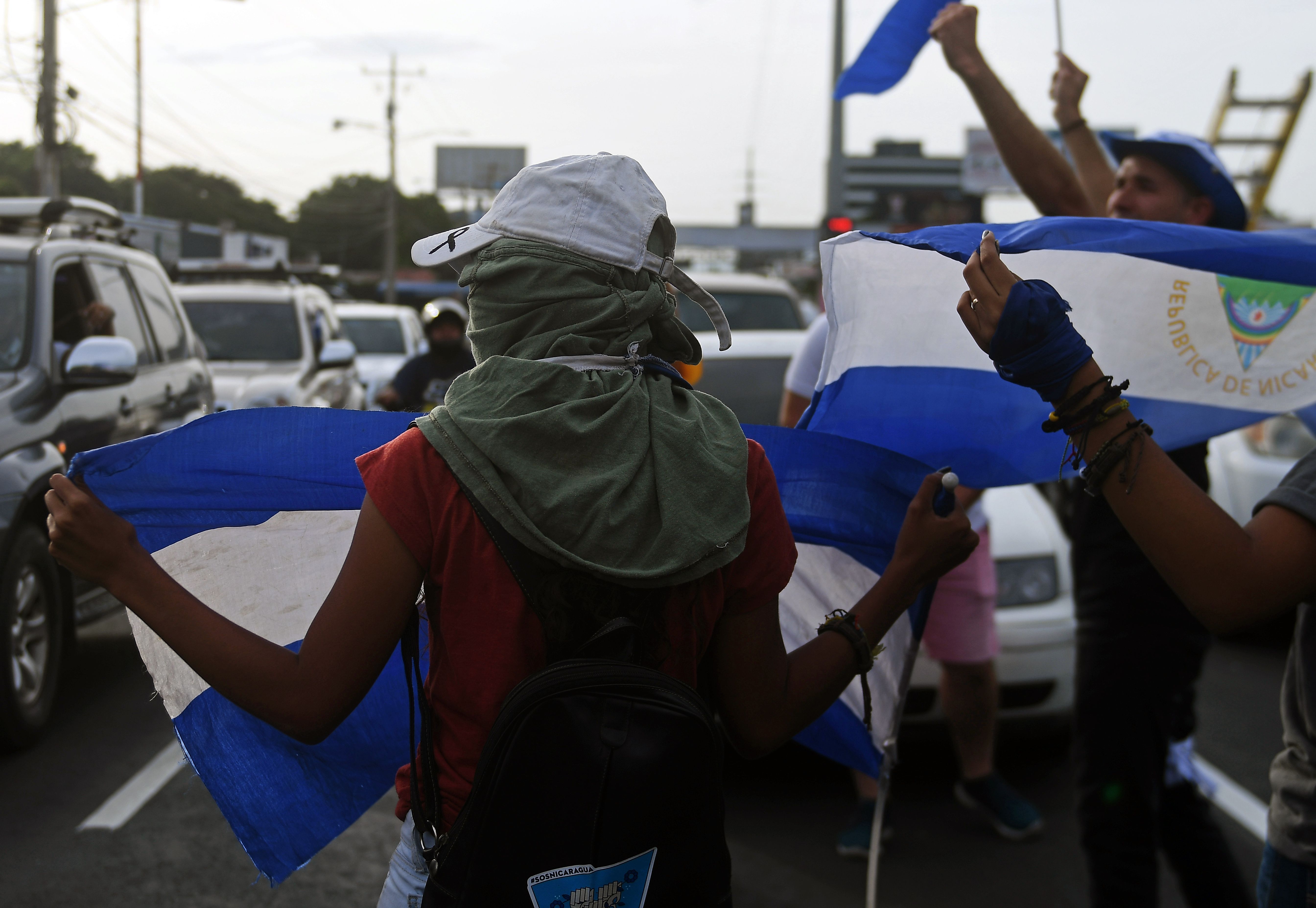 Activistas realizaron una manifestación en Managua, Nicaragua, el 3 de julio del 2018. Foto: AFP