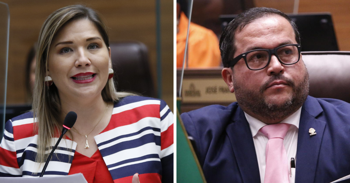 María Marta Carballo, del PUSC, y Danny Vargas, del PLN, fueron críticos de las implicaciones que tiene la propuesta de referendo sobre la labor de la Contraloría. Foto: Archivo LN
