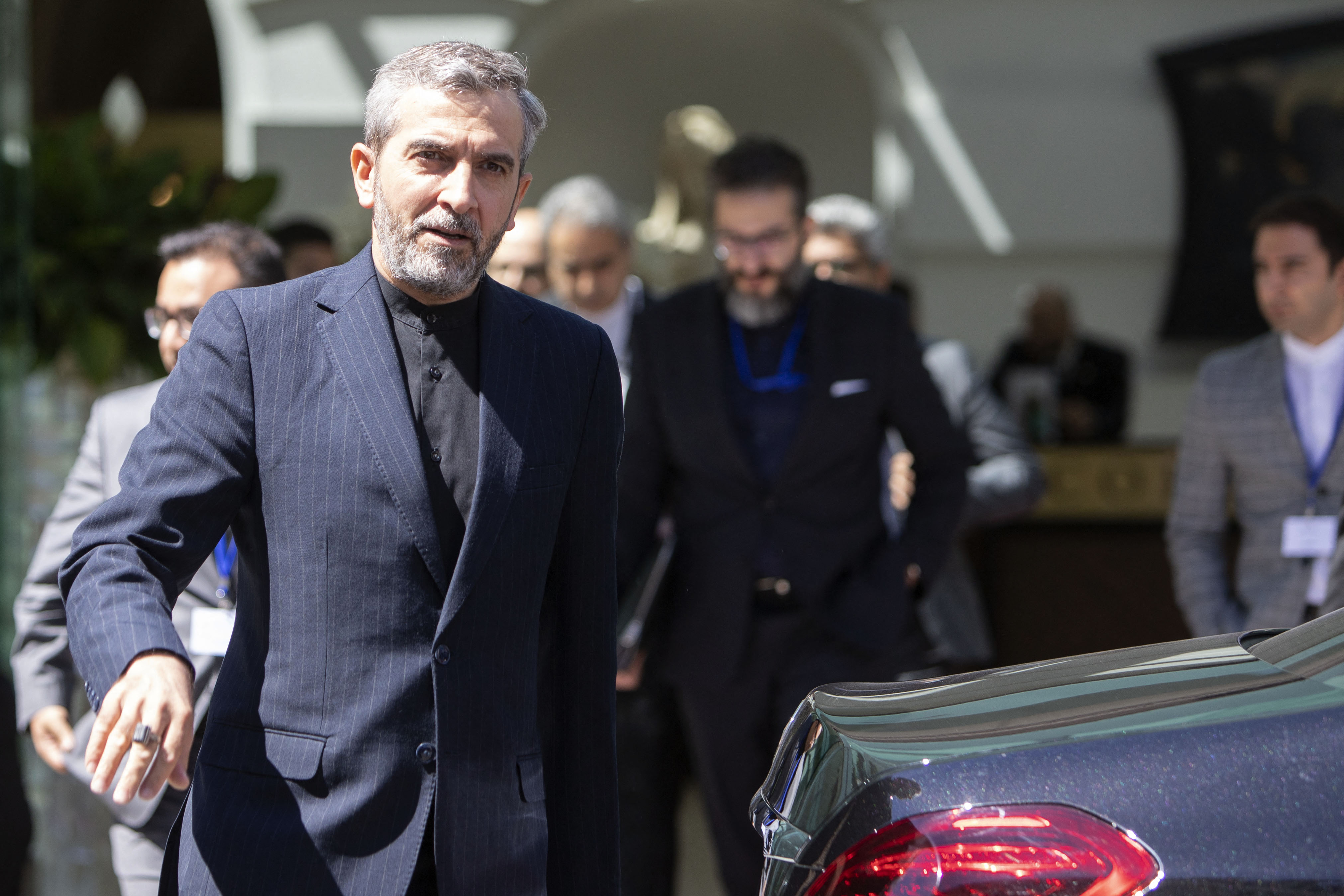 Iran's chief nuclear negotiator Ali Bagheri Kani leaves after talks at the Coburg Palais, the venue of the Joint Comprehensive Plan of Action (JCPOA) in Vienna on August 4, 2022. - The United States and the European Union's Iran nuclear envoys on August 3, 2022 said they were travelling to Vienna for talks with Tehran's delegation as they seek to salvage the agreement on its atomic ambitions. (Photo by Alex HALADA / AFP)