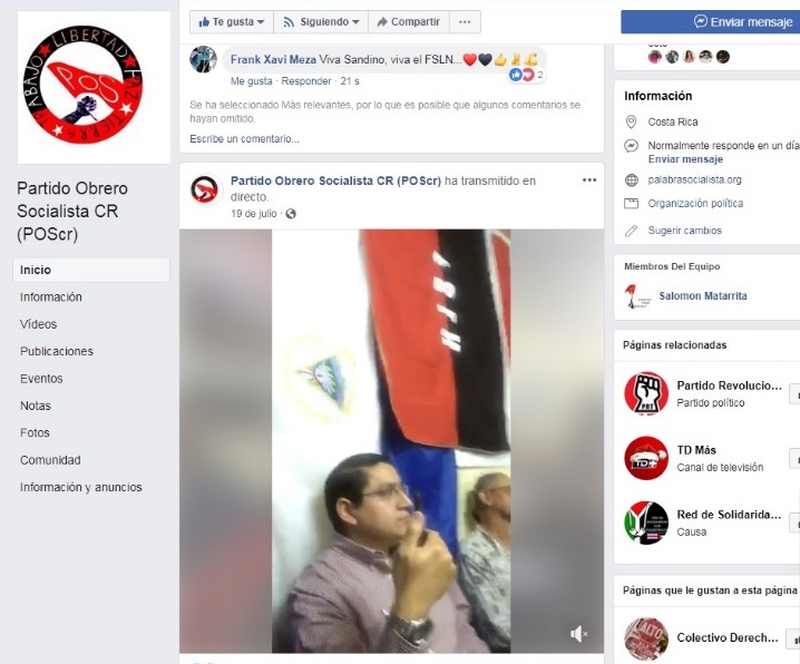 Socialistas ticos con Ortega