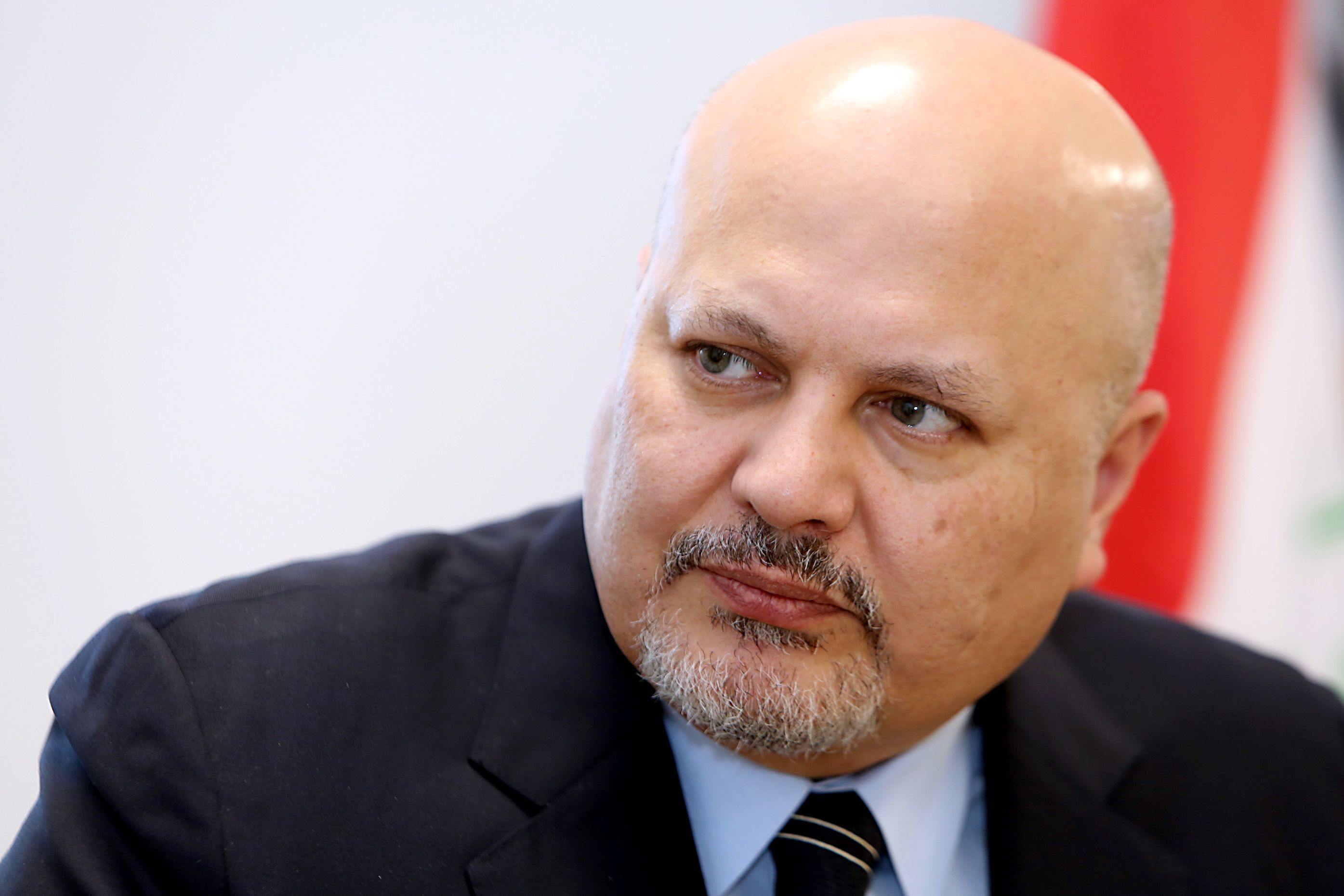 (FILES) A file photo taken on July 27, 2019 shows head of the United Nations Investigative Team to Promote Accountability for Crimes Committed by ISIL (UNITAD) Karim Khan in Baghdad. - British human rights lawyer Karim Khan was elected on February 12, 2021 to be the new prosecutor of the International Criminal Court, a daunting job which has seen the incumbent end up under US sanctions. (Photo by SABAH ARAR / AFP)