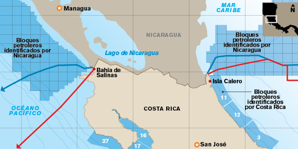 Costa Rica reclama en La Haya mar con 37 bloques de interés petrolero para Nicaragua.