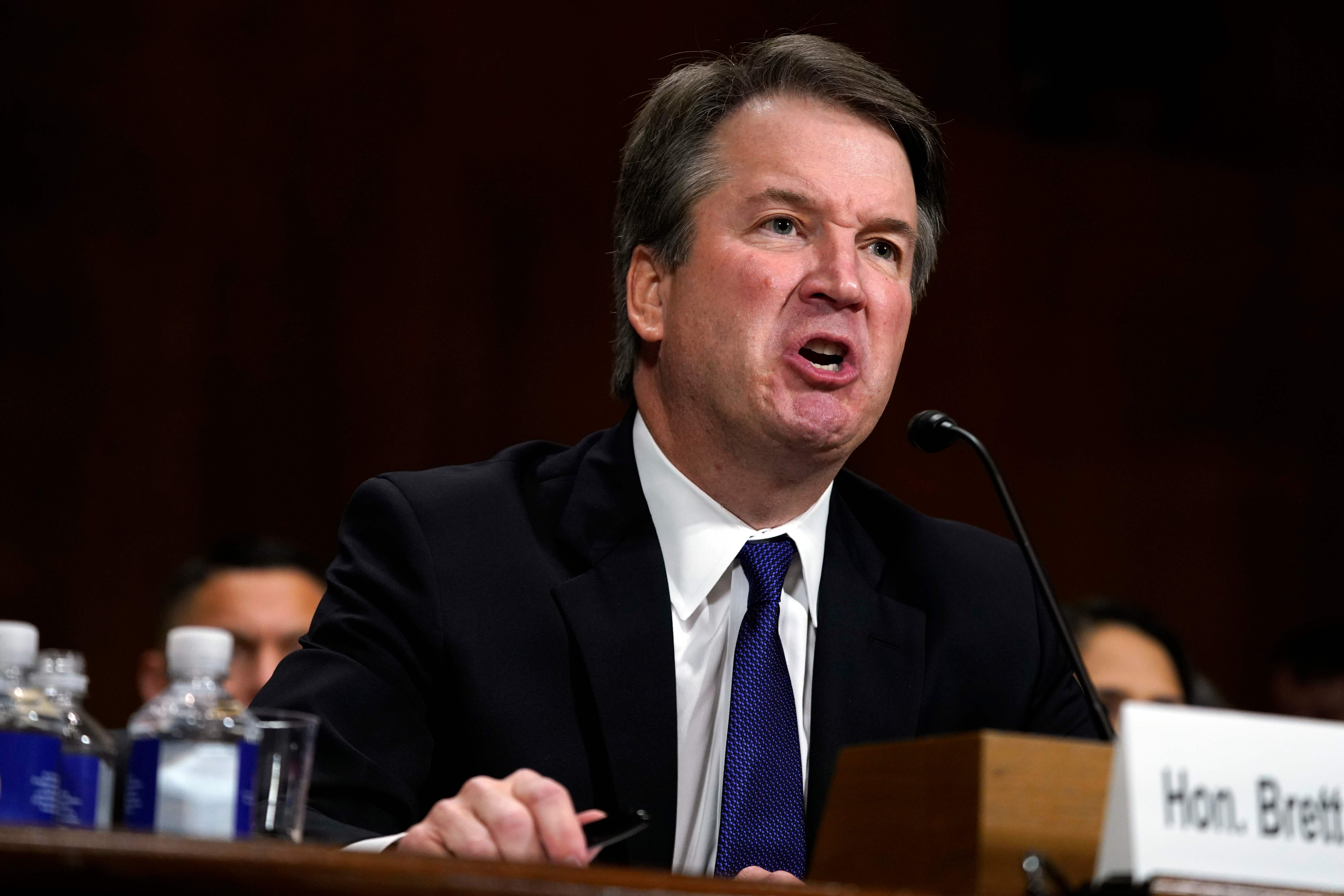 Supreme court nominee Brett Kavanaugh testifies before the Senate Judiciary Committee on Capitol Hill in Washington, DC on September 27, 2018. - University professor Christine Blasey Ford, 51, told a tense Senate Judiciary Committee hearing that could make or break Kavanaugh's nomination she was "100 percent" certain he was the assailant and it was "absolutely not" a case of mistaken identify. (Photo by Andrew Harnik / POOL / AFP)