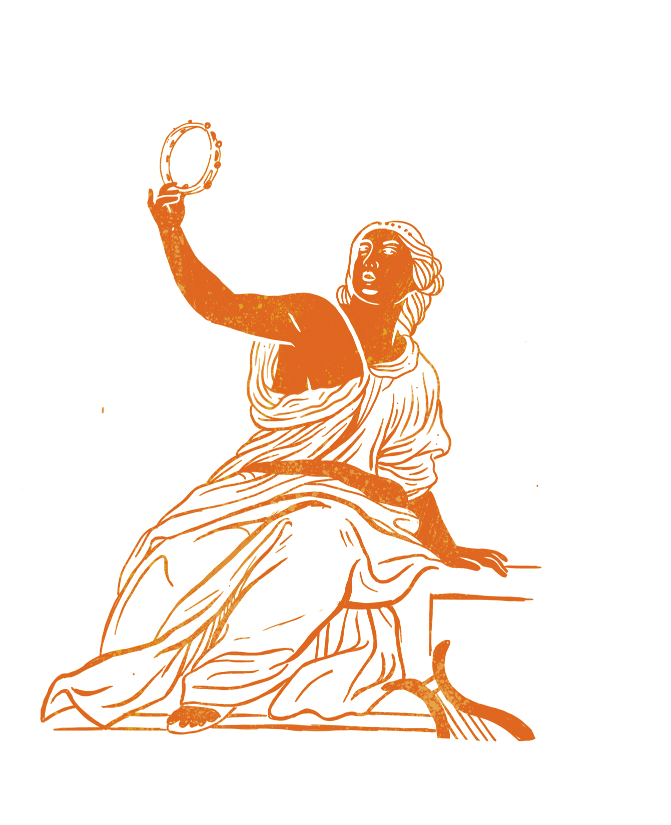Erato, musa de la poesía. Ilustración: Juan Carlos Alpízar. Suplemento Áncora.