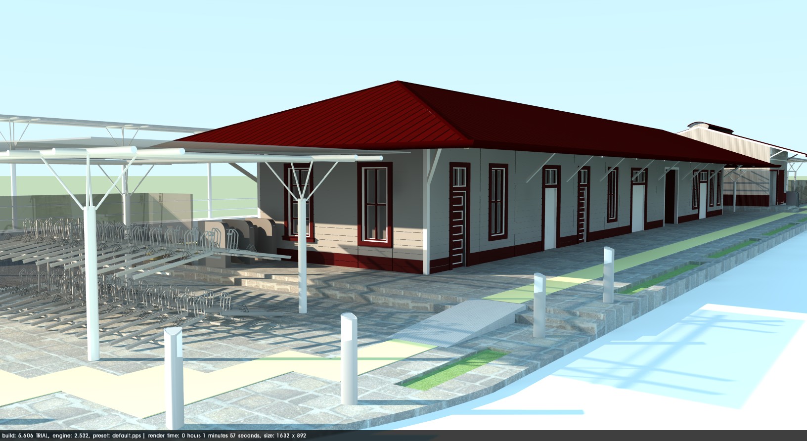 Propuesta de cómo se verá la estación del tren de Heredia una vez que finalice el trabajo de restauración. Foto: Cortesía de Ileana Hernández