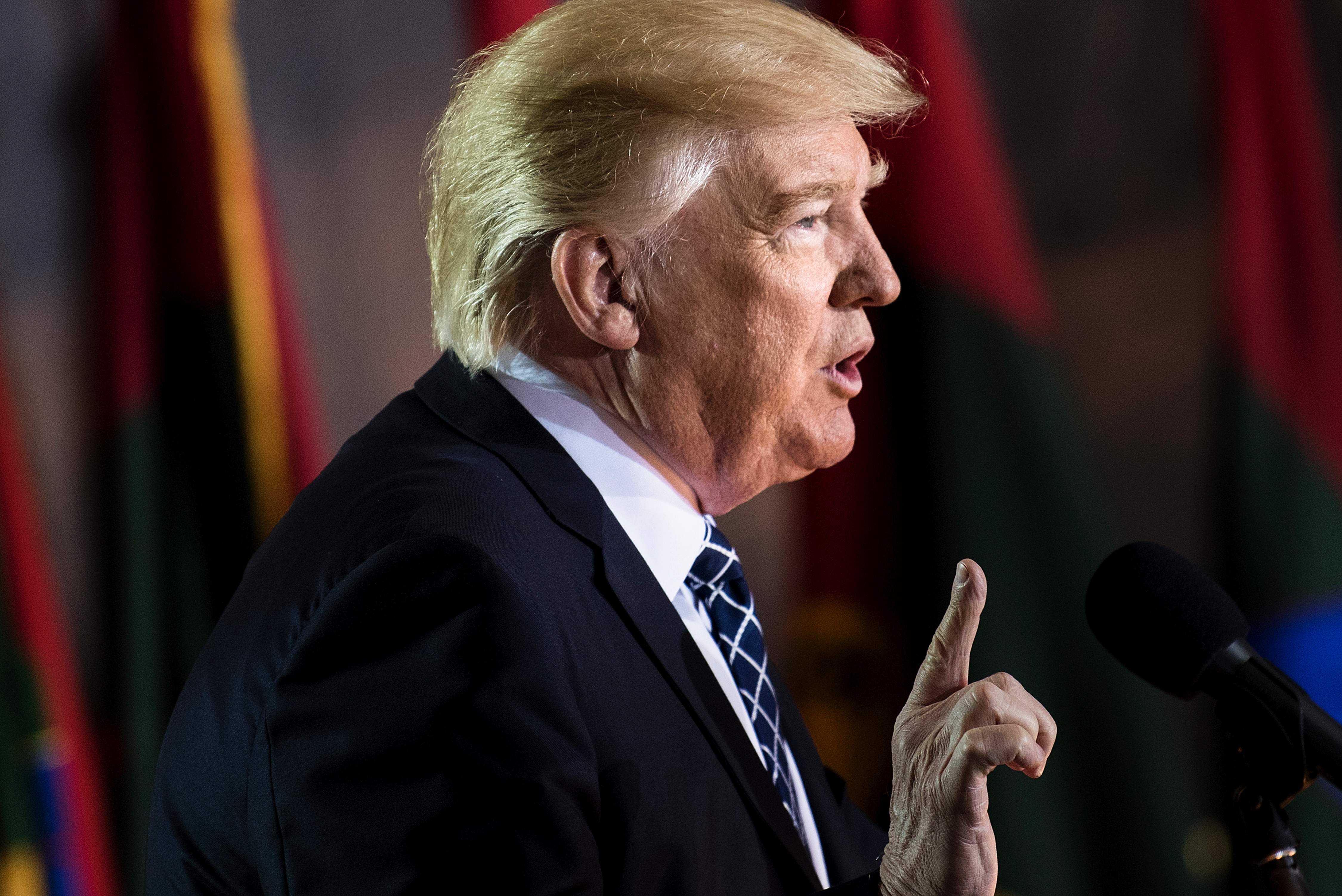 El presidente estadounidense, Donald Trump, en una ceremonia el 25 de abril en Washington.