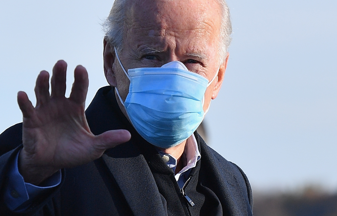 Democratic presidential candidate Joe Biden departs Wilmington, Delaware on November 3, 2020. - The United States started voting Tuesday in an election amounting to a referendum on Donald Trump's uniquely brash and bruising presidency, which Democratic opponent and frontrunner Joe Biden urged Americans to end to restore "our democracy." (Photo by Angela Weiss / AFP)