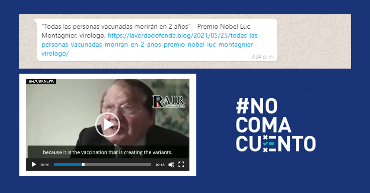Luc Montagnier fue el coganador del Premio Nobel de Medicina, en el 2008, por descubrir el virus de la inmunodeficiencia humana (VIH).
Sin embargo, desde hace meses, el virólogo de 88 años se dedica a difundir desinformación relacionada con la pandemia de covid-19.