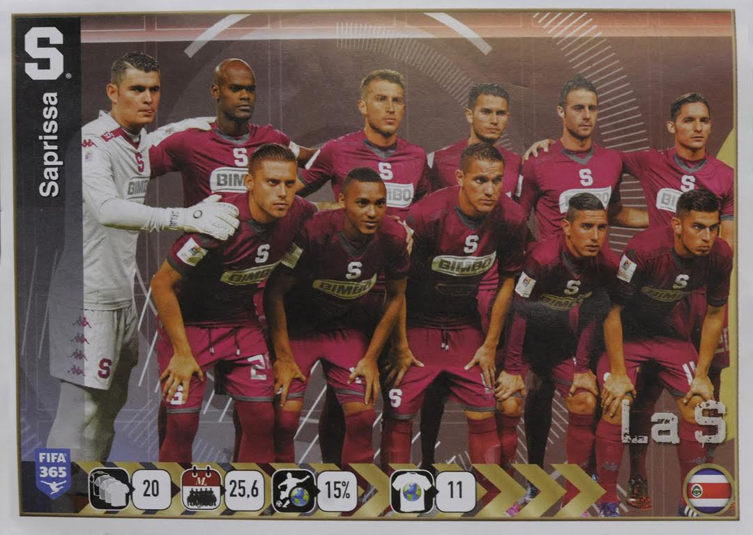 Esta es la postal del equipo de Saprissa que saldrá en el álbum Panini.