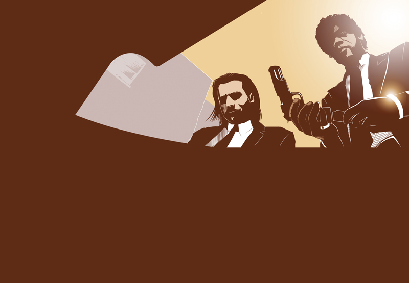Pulp Fiction se convirtió en una película de culto, fundamental en la historia del cine. | ILUSTRACIÓN DE JOSÉ SALAZAR.